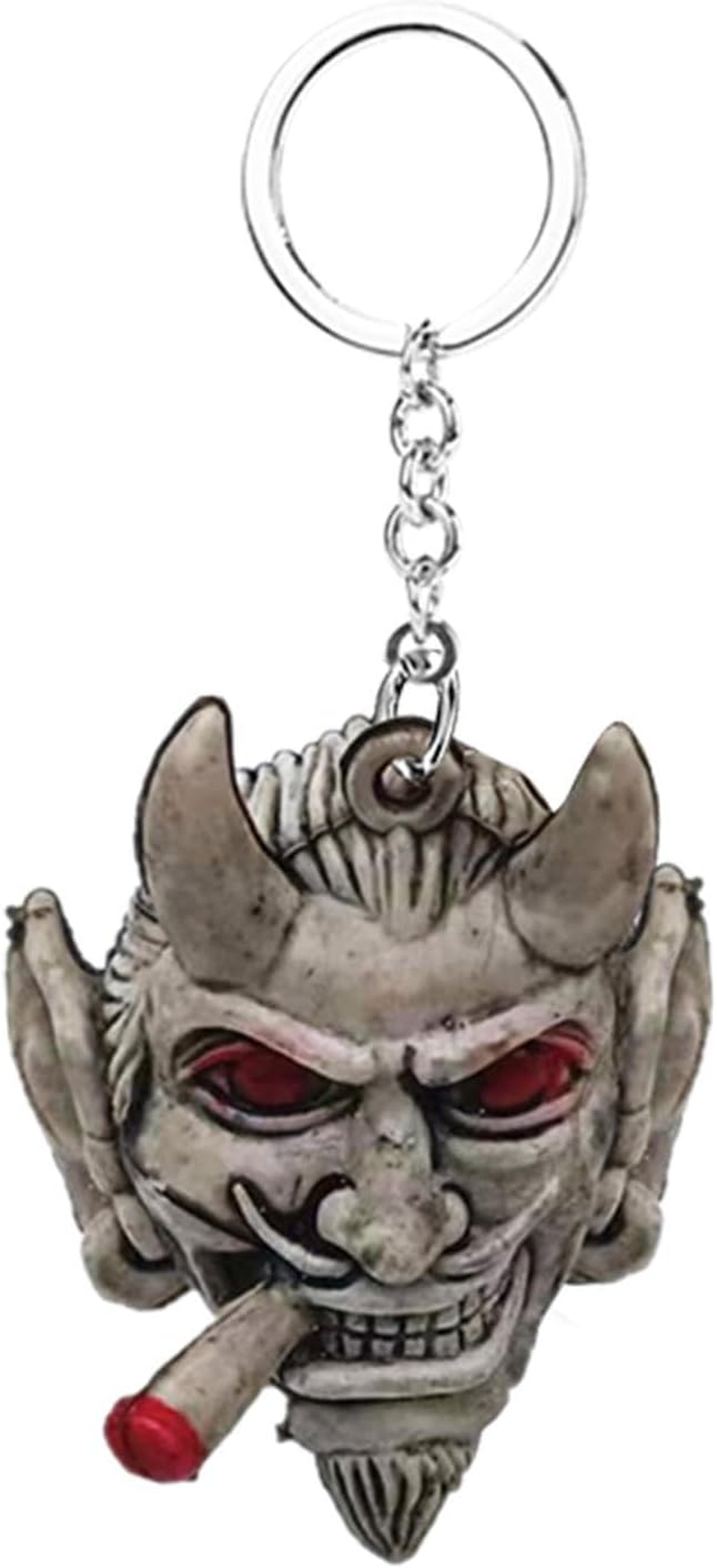 Skull Keychain for Men,Antique Silver Color Skull Keychain for Women - 3D Resin Skull Bag Charm Fashion Ring Car Ornaments image number 6