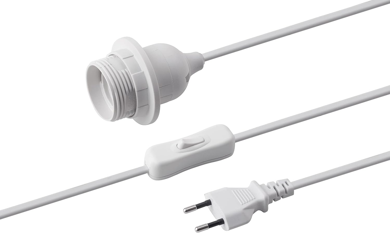 Meister Lamp Holder E27-5 Metres - White - with On/Off Switch - Ideal for DIY Projects - Suitable for Floor & Pendant Lamps/Lamp Suspension with Switch/Cable for DIY Light / 7443870