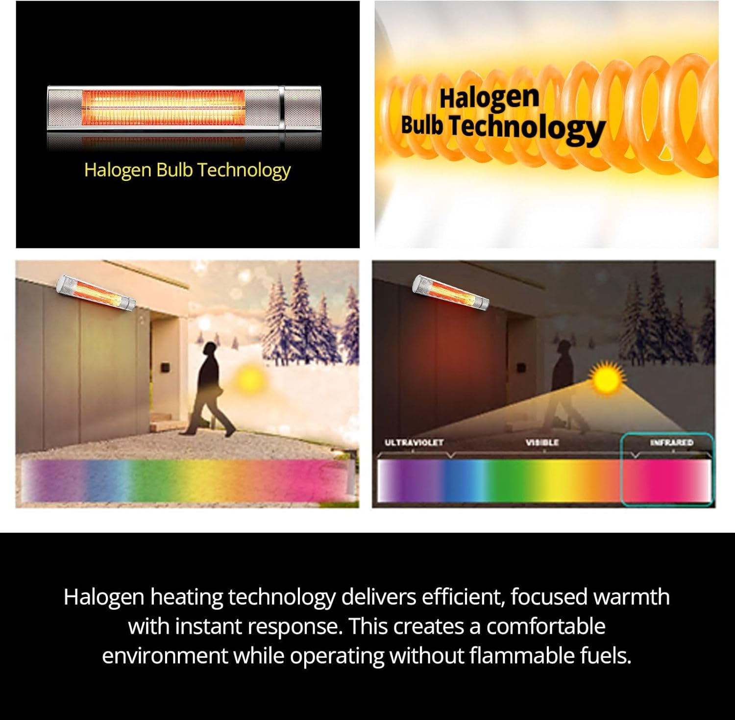 Maxkon 2000W Electric Halogen Heater Outdoor Indoor Infrared Space Patio Room Bar Warmer Instant Heat Strip Wall Ceiling Waterproof image number 1