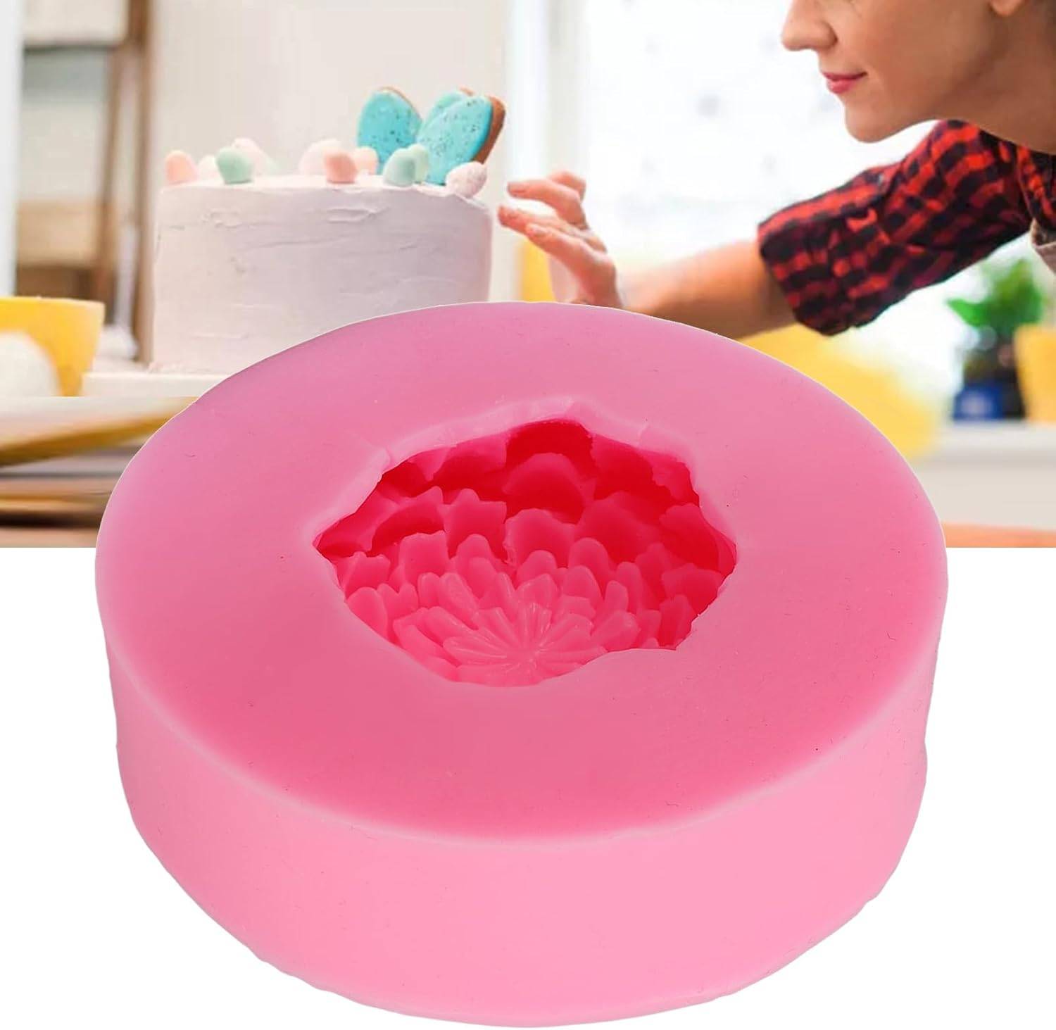 3D Peony Flower Silicone Candle Molding Food Grade Flexible Reusable for Handmade Soap Cake Chocolate Decorations Craft Baking DIY image number 3