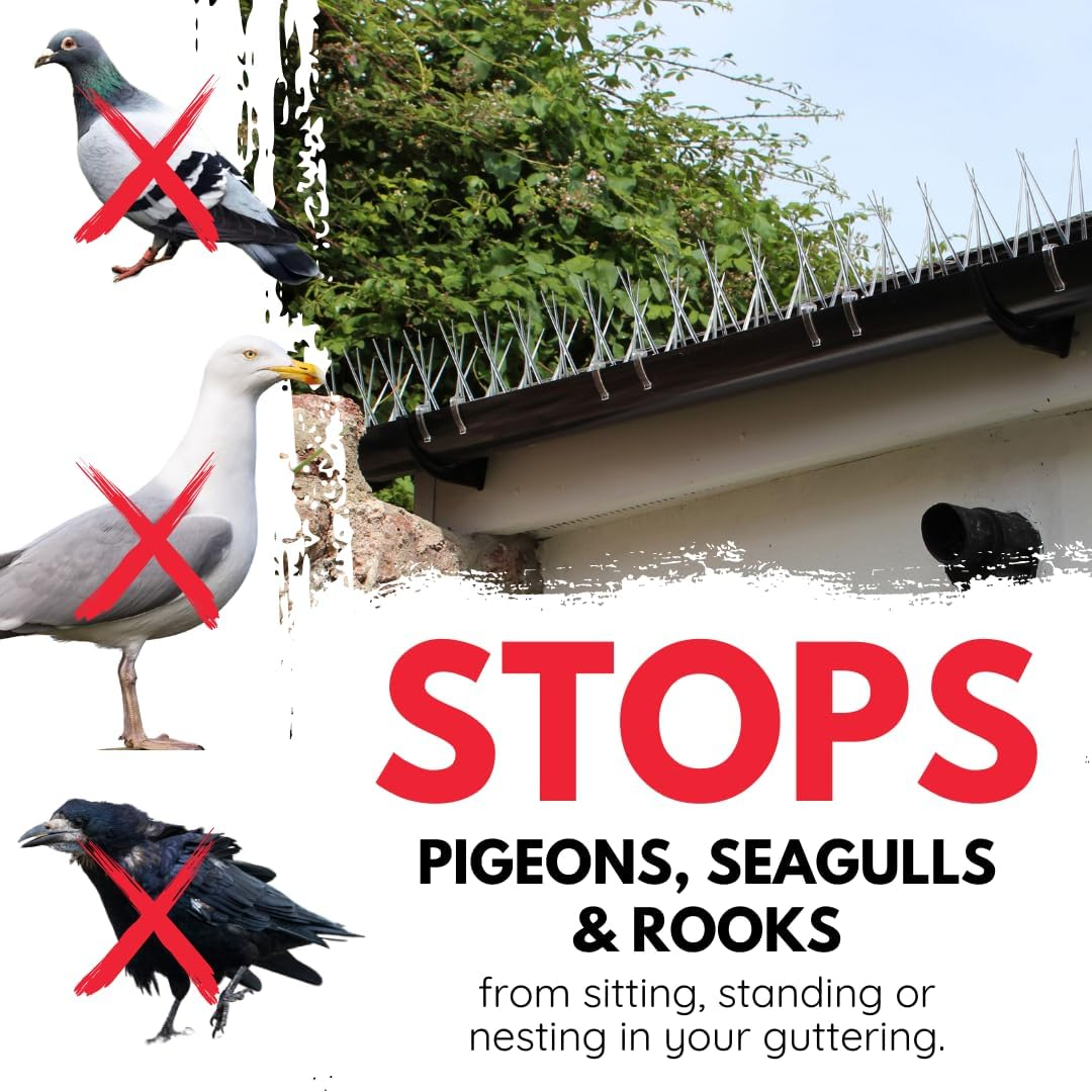 Defender Bird Spikes | Gutter Spikes Pack for Seagulls & Pigeons | Install Guide | 3 Metre image number 6