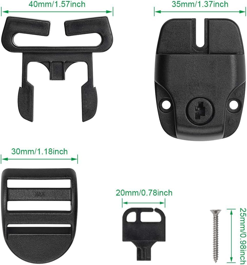 8 Pack Spa Tub Cover Clip Replace Latches Clip Lock Kit for Spa Hot Tub Cover, Spa Cover Clips Replacement with Keys and Slide Buckle, Black image number 2