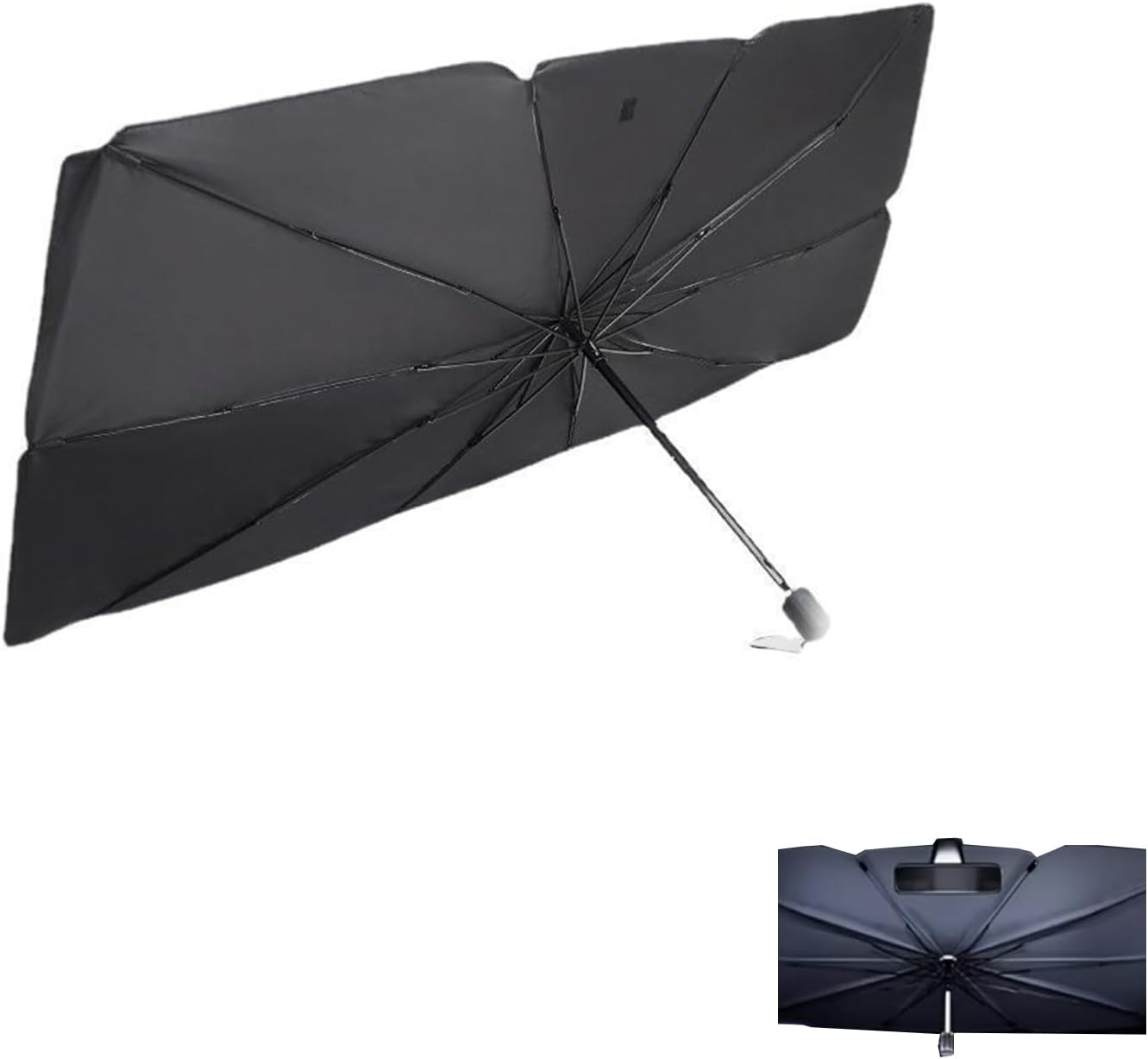 Premium Car Windshield Sunshade Umbrella, Foldable 5 Layers UV Block Coating Car Sunshade for Front Windshield Heat Insulation, Universal Fit for Sedans and Suvs, Windshield Cover Silvery image number 2