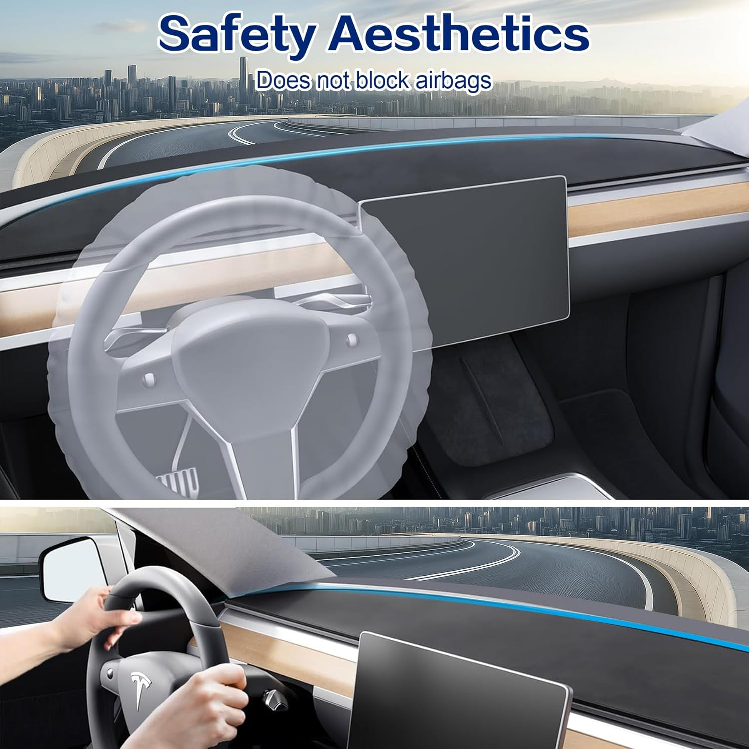 Dashboard Cover for Tesla Model Y 2025-2017, Non-Slip Dash Board Mat for Tesla Model 3 2017-2023 Anti-Glare Flannel Dashboard Pad Sun Shade Protection Interior Accessories