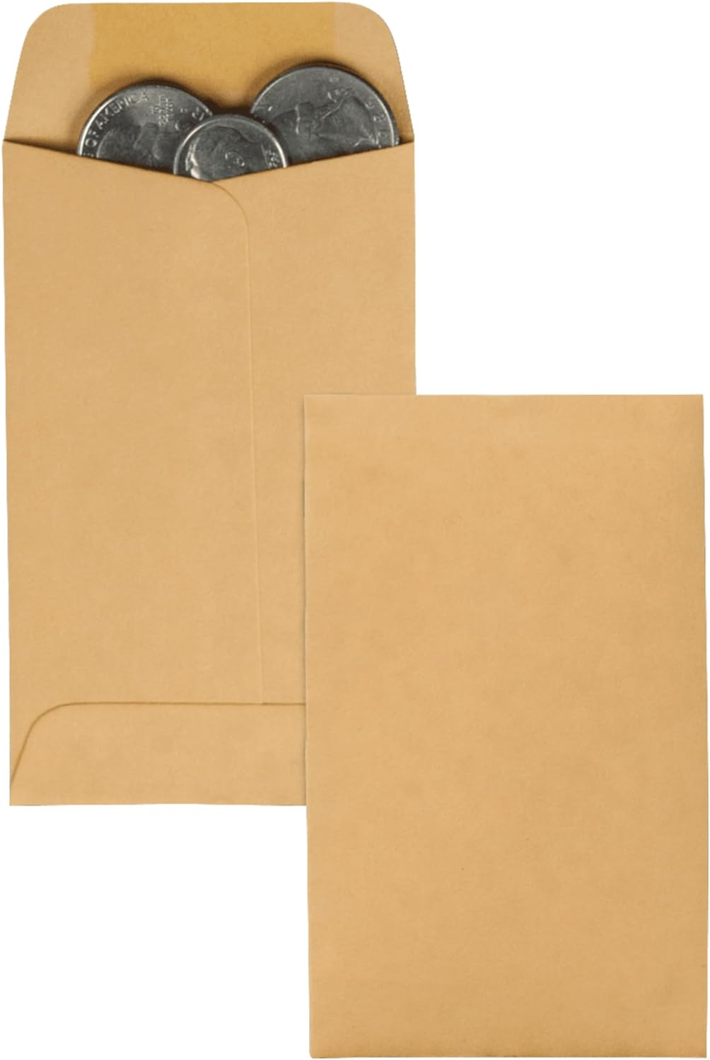 Quality Park #3 Coin and Small Parts Envelopes Gummed, Brown Kraft, 2.5X4.25, 500 per Box (50262) image number 3
