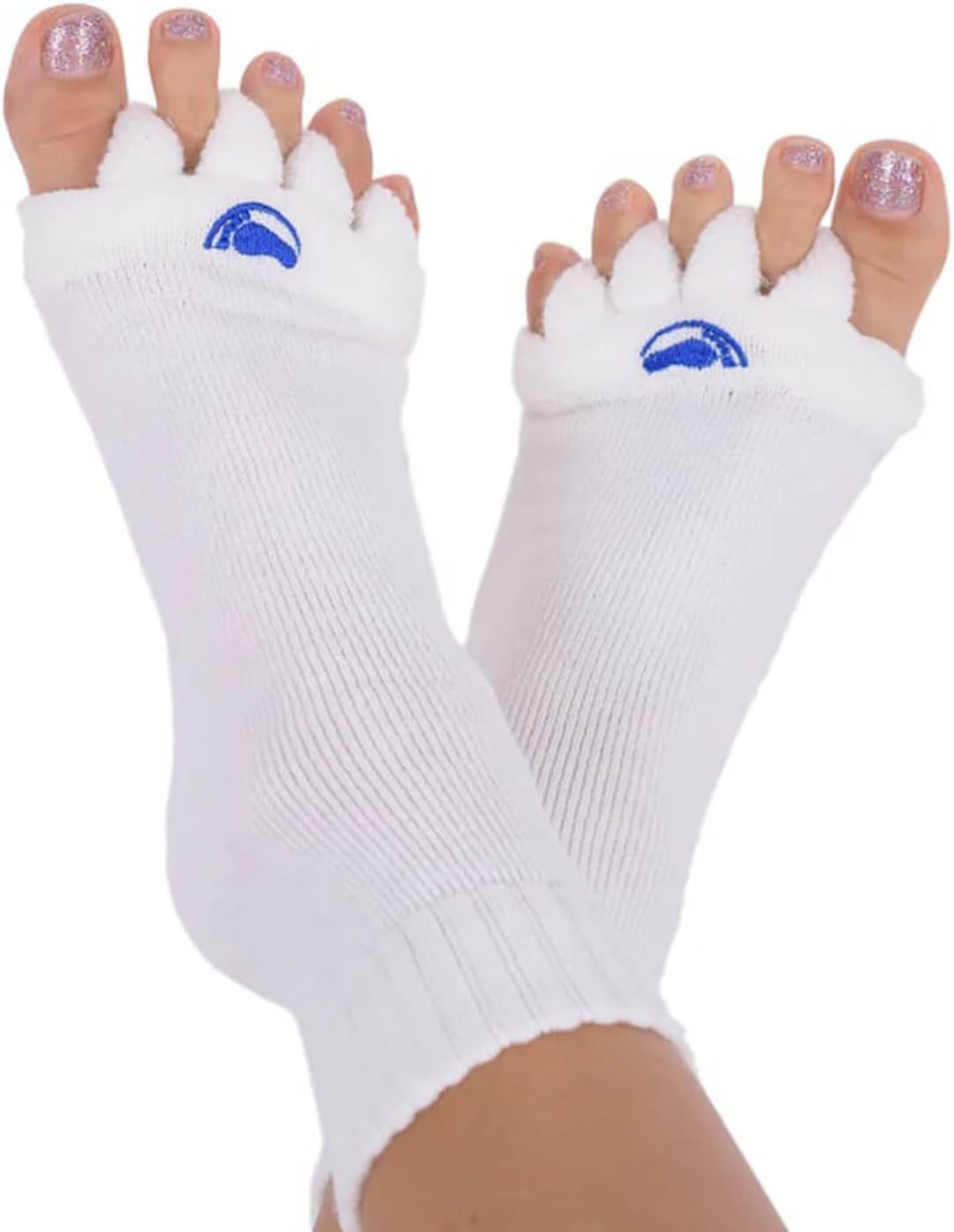Foot Alignment Socks with Toe Separators by My Happy Feet | for Men or Women | White image number 1