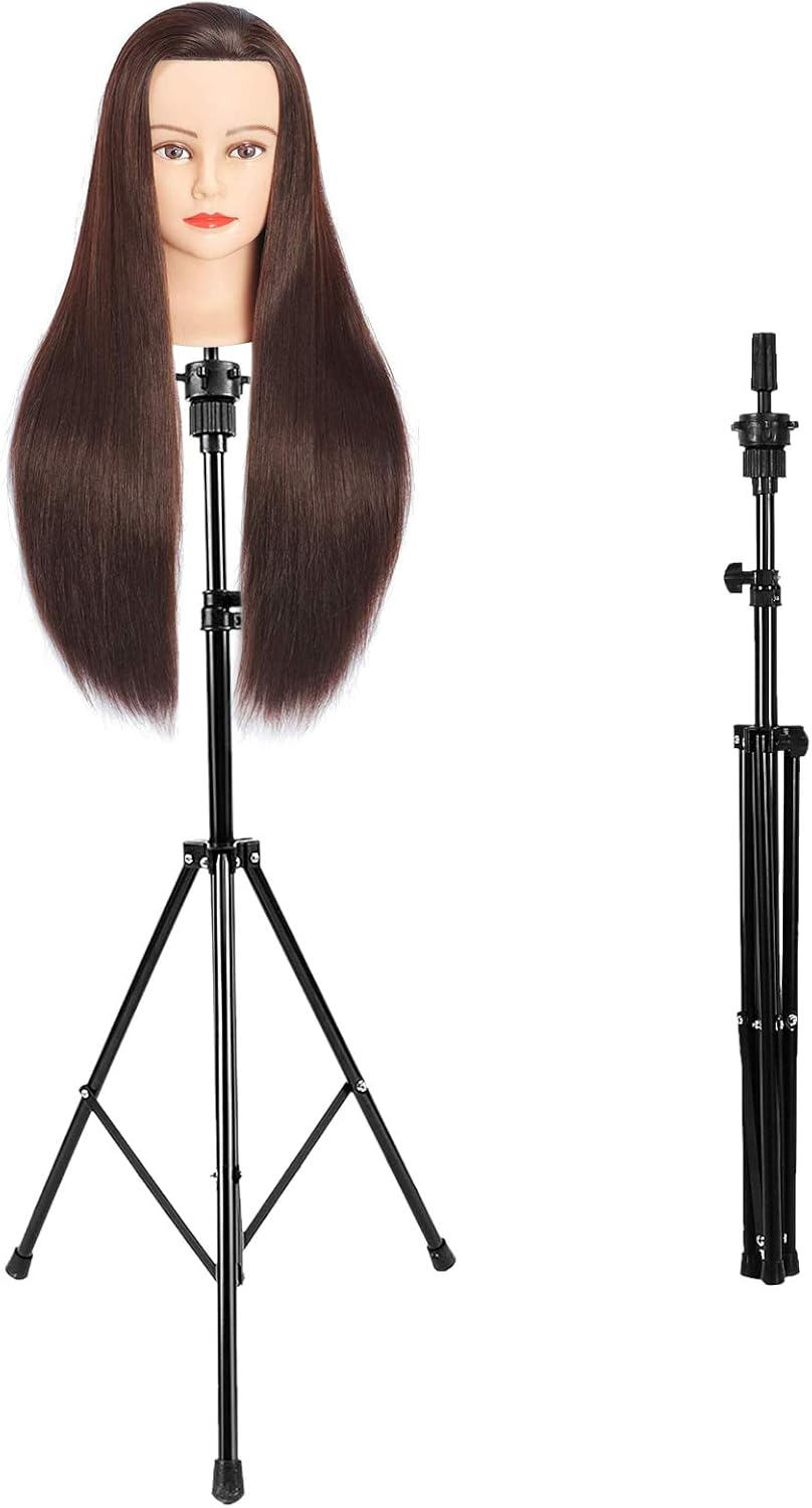 Wig Stand Tripod, Adjustable Foldable Mannequin Head Stand Heavy Duty Head Tripod Holder for Hair Salon Cosmetogy Hairdressing Training Practice image number 3