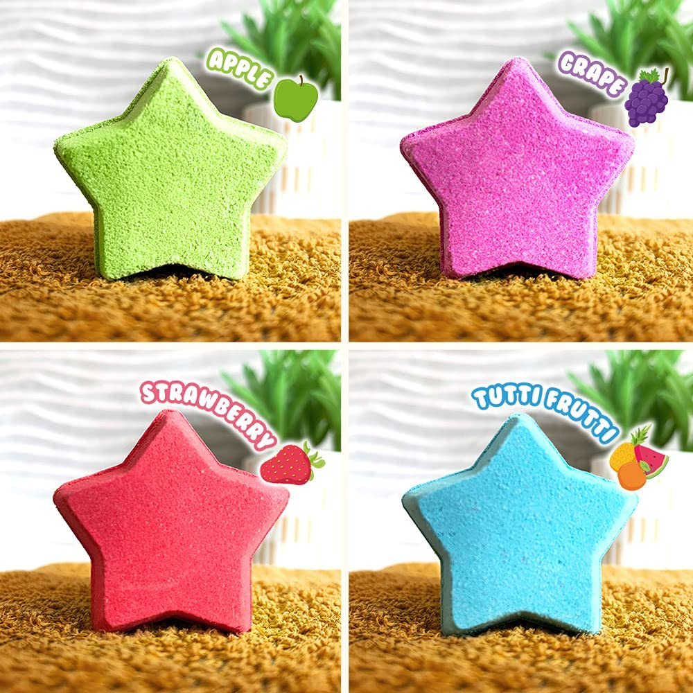 Zimpli Kids Baff Bombz - Mega Pack: 20 Mixed Bath Bombs (Apple, Grape, Strawberry, Tutti Frutti Scents) - Bath Bomb Set