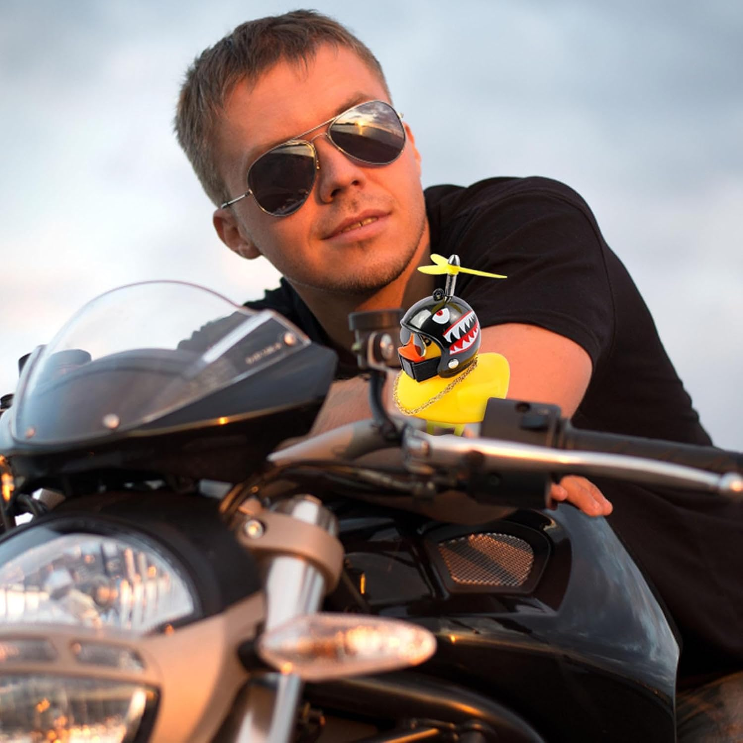 Rubber Duck Car Ornament,Bike Ornaments Duck Shape Car Dashboard Motorcycle Yellow Duck Decor Accessories - Motorcycle Bicycle Safe Riding Handlebar Decor for Cars, Tables Borato image number 2