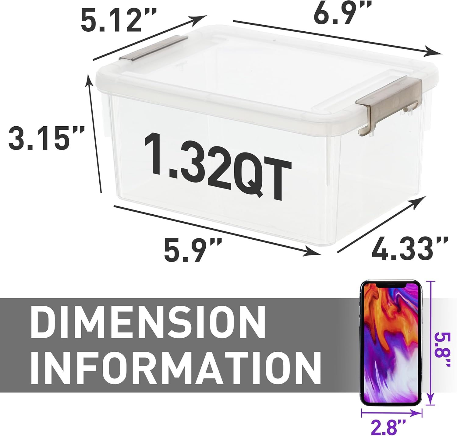 Citylife 1.3 QT 10 Pack Small Storage Bins Plastic Storage Container Stackable Box with Lids for Organizing, Clear White image number 6