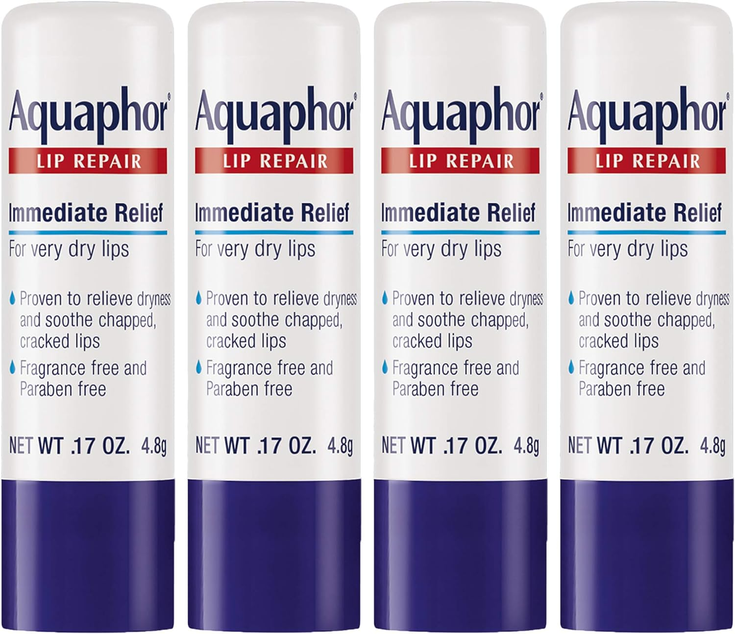 Aquaphor Aquaphor Lip Repair Stick - Soothes Dry Chapped Lips - Four(4) .17 Ounce Sticks, 0.68 Ounce
