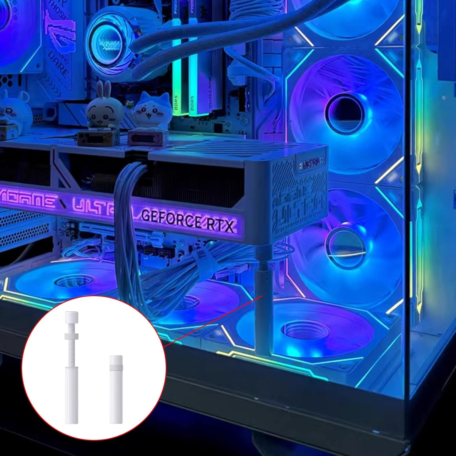 Xolixorium Support Bracket Graphics Card Gpu,Adjustable Anti-Sag Mount, Magnetic Base with Non-Slip Pad for Universal Graphics Card Stabilization (White) image number 5