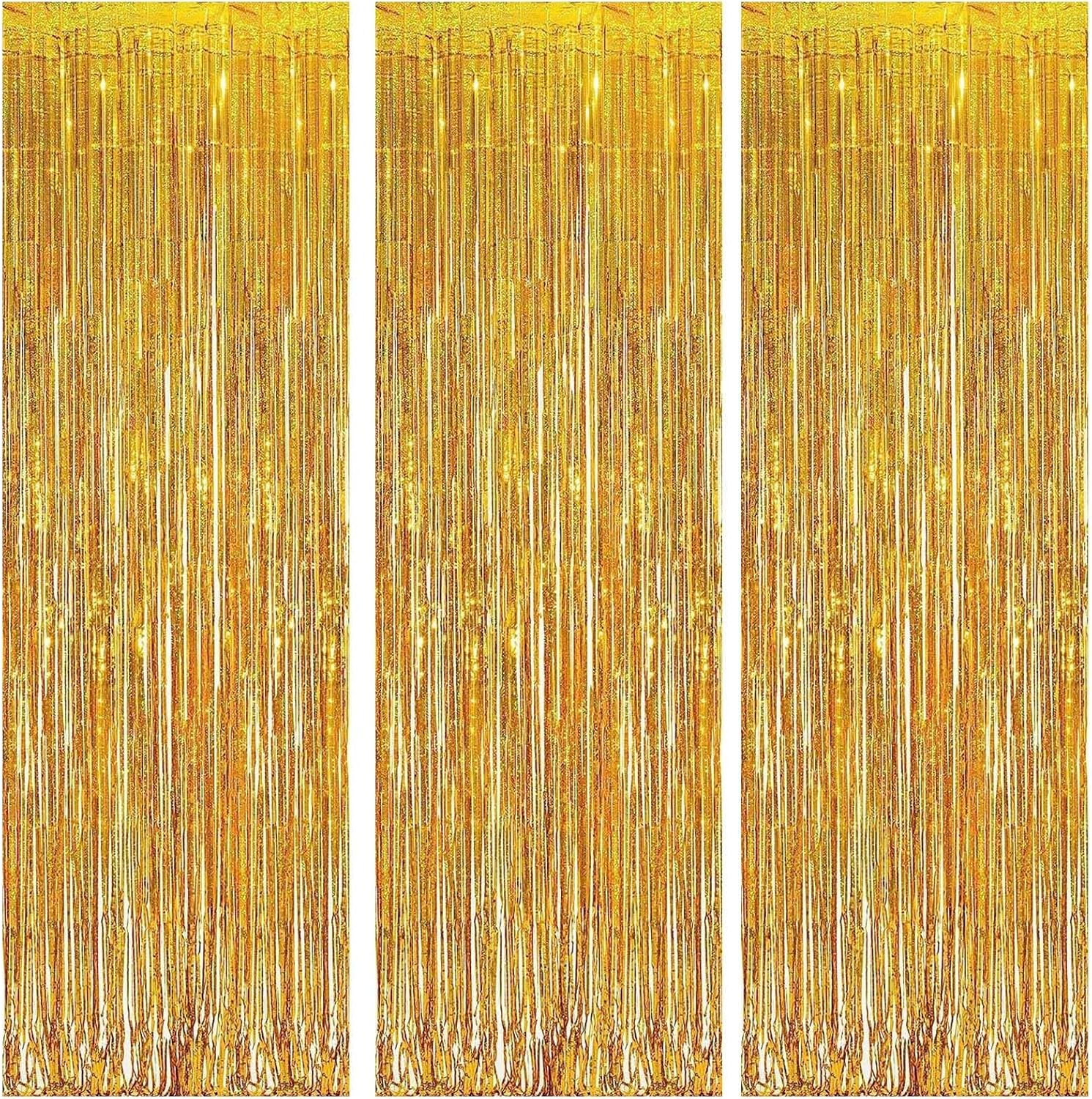 2 Pack Photo Booth Backdrop Foil Curtain Tinsel Backdrop 3.3Ft X 9.9Ft,For Halloween Party, Birthday, Wedding, Graduation, Halloween,Wizard Decorations (Champagne Gold)