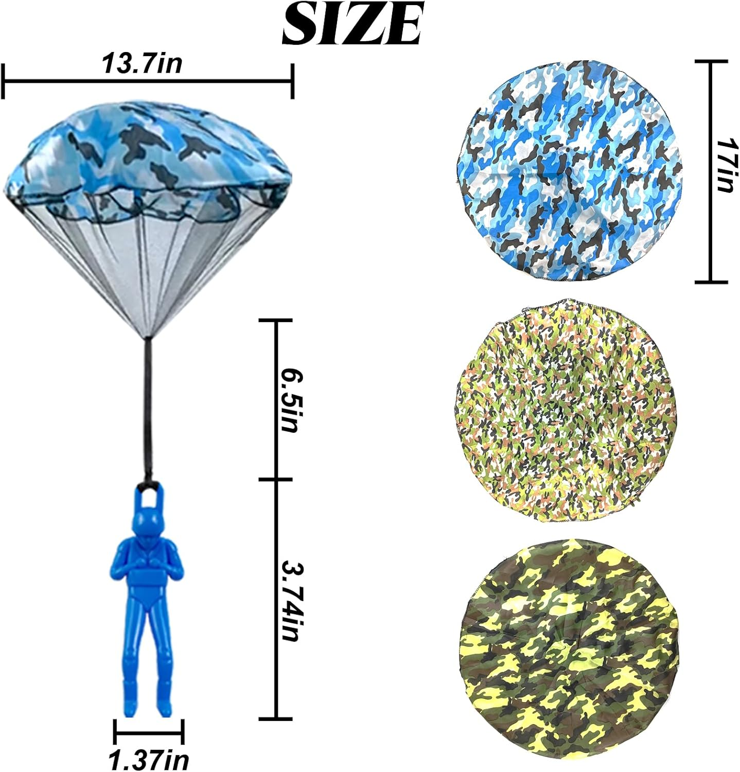 ROYHOO 6PCS Parachute Toy, Camo Parachute Men Toy Tangle Free Throwing Hand Throw Outdoor Flying Paratrooper Toy image number 4