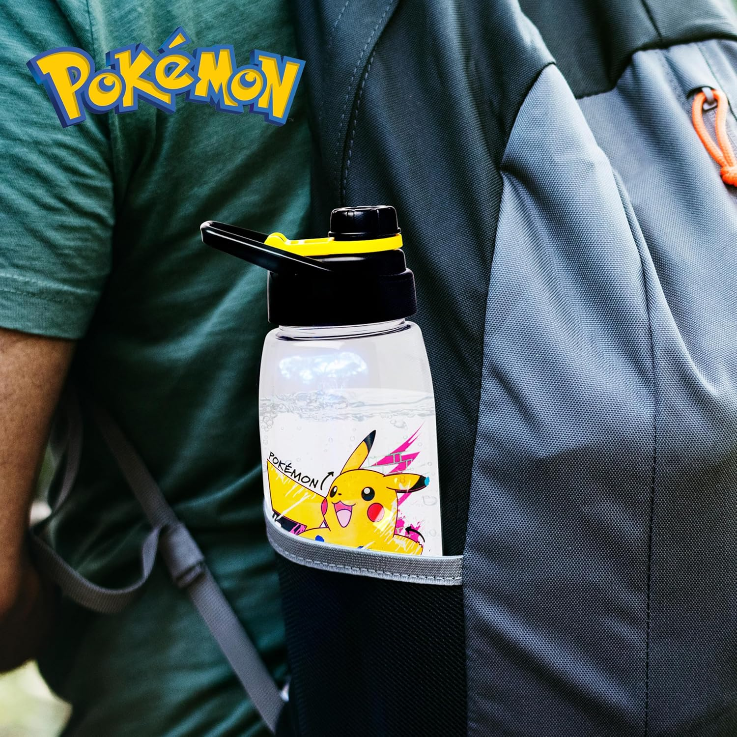 Silver Buffalo Pok&eacute;mon Skate Graffiti Electrifying Pikachu Water Bottle with Screw-On Lid, 28 Ounces image number 3