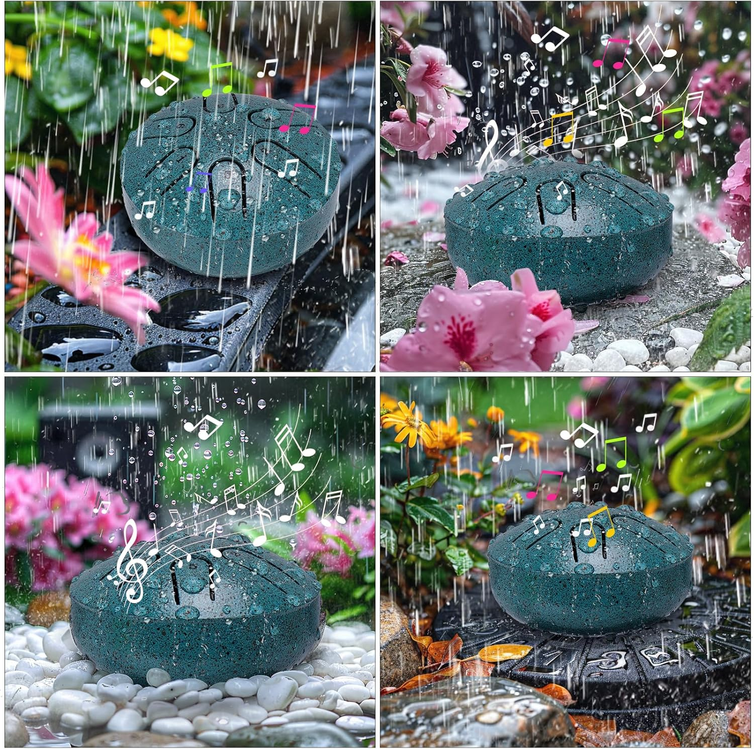 BUSOHA Rain Drum for outside - 3 Inches 6 Notes Steel Tongue Drum Rain Chime, Waterproof Garden Instrument, Mini Hand Drum for Outdoor, DA-477 - Bue image number 3
