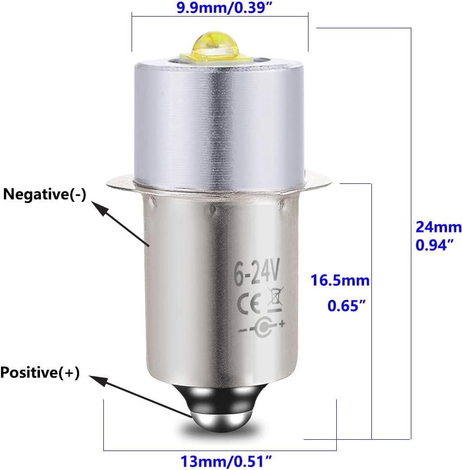 Ludopam Upgrade LED Flashlight Bulb,Dc18V 12V 19.2V 6-24 Volt PR2 P13.5S LED Conversion Kit Compatible for Ryobi Milwaukee Craftsman Torch Work Light image number 2