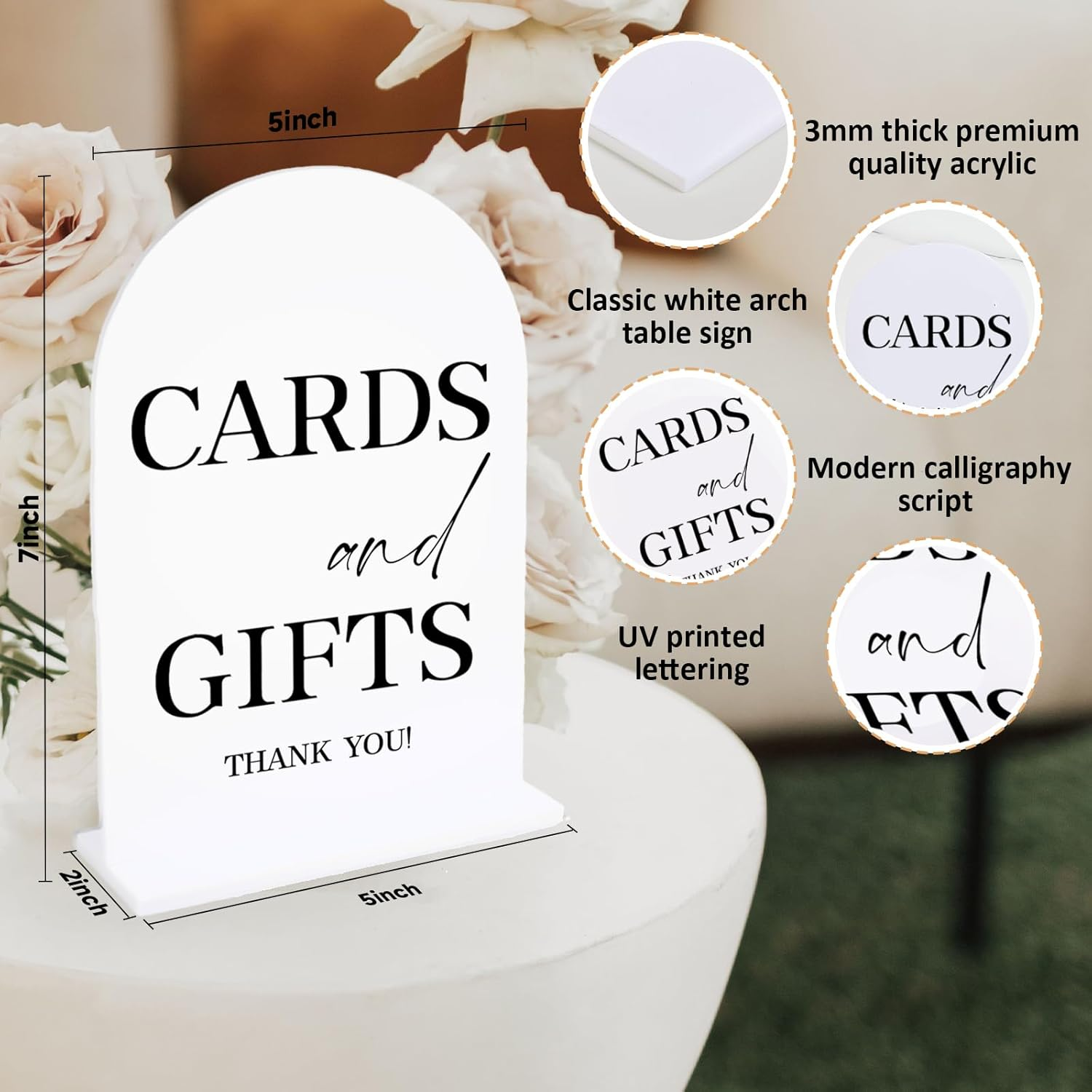 KOSKIMER Acrylic Wedding Signs - 2Pcswhite Ceremony & Reception Signage, 5X7 Inch Photo Guest Book Sign image number 4