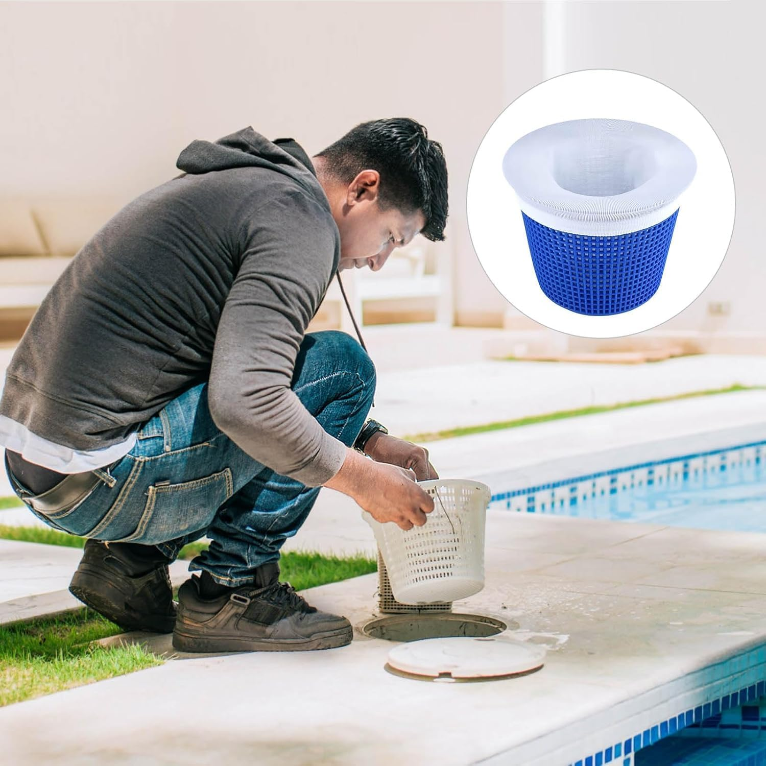 20 Pcs Pool Skimmer Socks, Fine Mesh Filter Socks for Skimmer Basket - Capture Debris, Leaves & Fine Particles for In-Ground, above Ground Pools & Hot Tubs