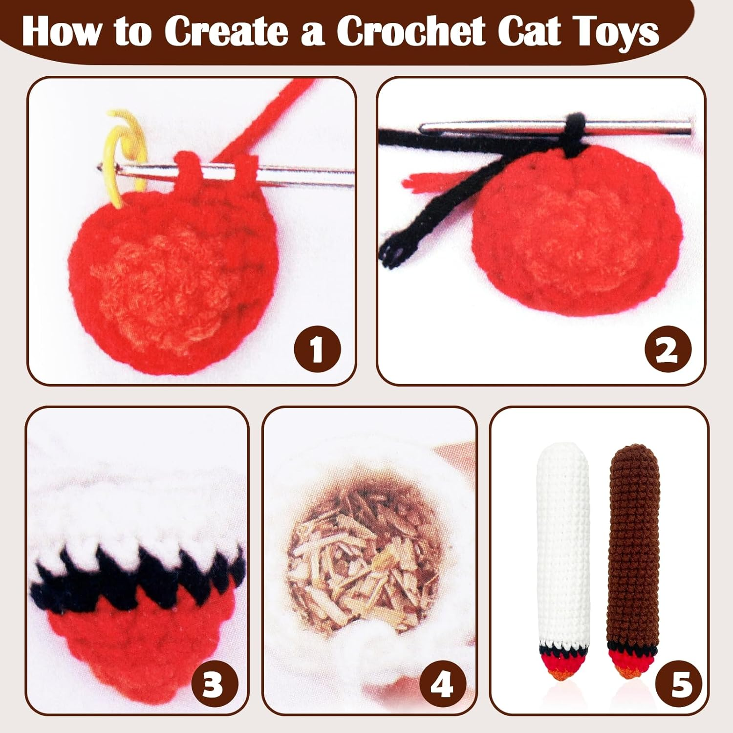 XANGNIER Crochet for Cool Cat Catnip Toys,Refillable Nip Funny Toys for Cats,Cat Stuff for Indoor Cats image number 6