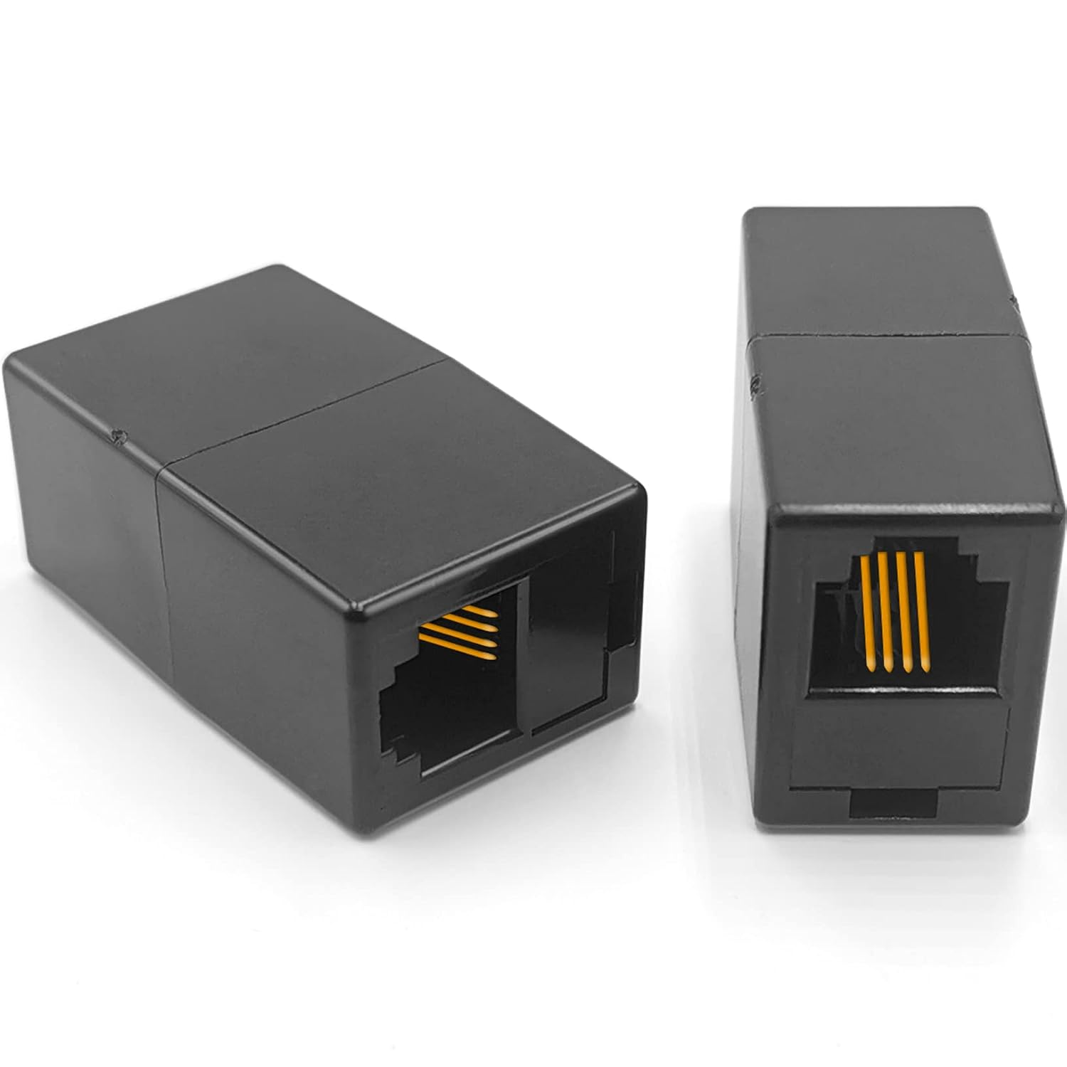 NECABLES 2Pack RJ11 Coupler Phone Line Connector Telephone Cord Adapter RJ11 6P4C Female to Female for Landline Phone and Fax Black image number 5