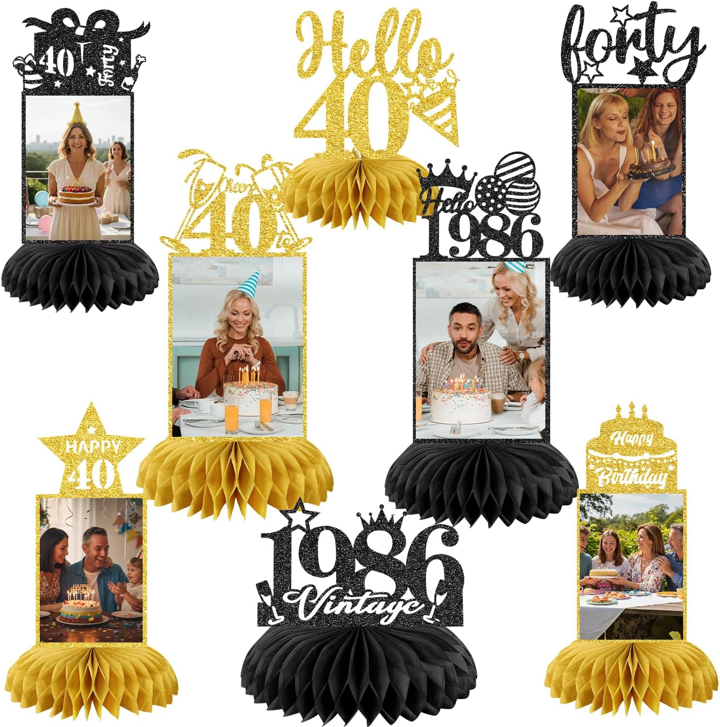 9 Pcs 50Th Birthday Decoration for Women Happy 50Th Birthday Table Honeycomb Decorations Rose Gold Pink Centerpieces Tables Toppers 1975 Decor Cheers to 50 Years Old Birthday Party Favors