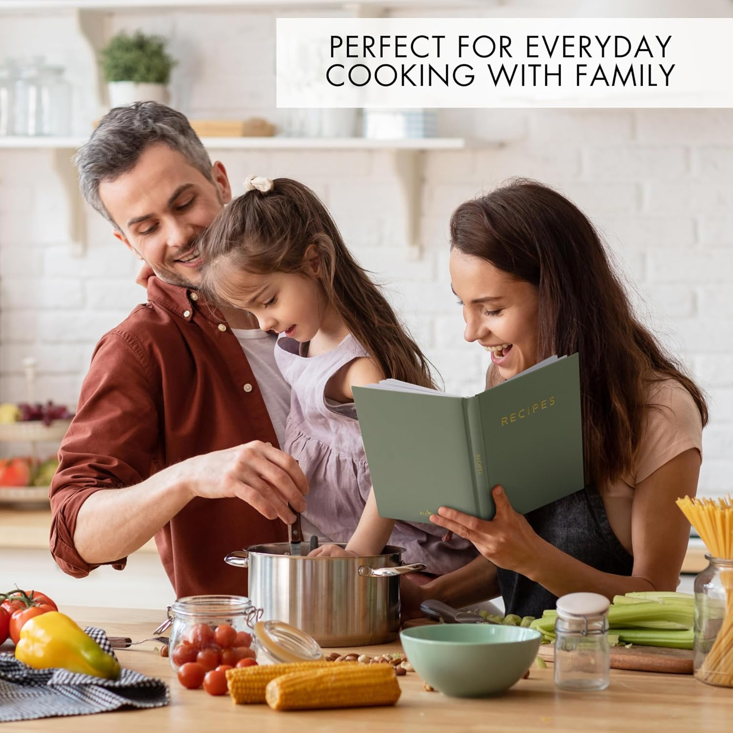 ZICOTO Aesthetic Blank Recipe Book with Waterproof Cover - the Perfect Recipe Notebook to Write in Your Own Recipes - Simplified Blank Cookbook to Organize Your Recipes - Sage Green image number 2