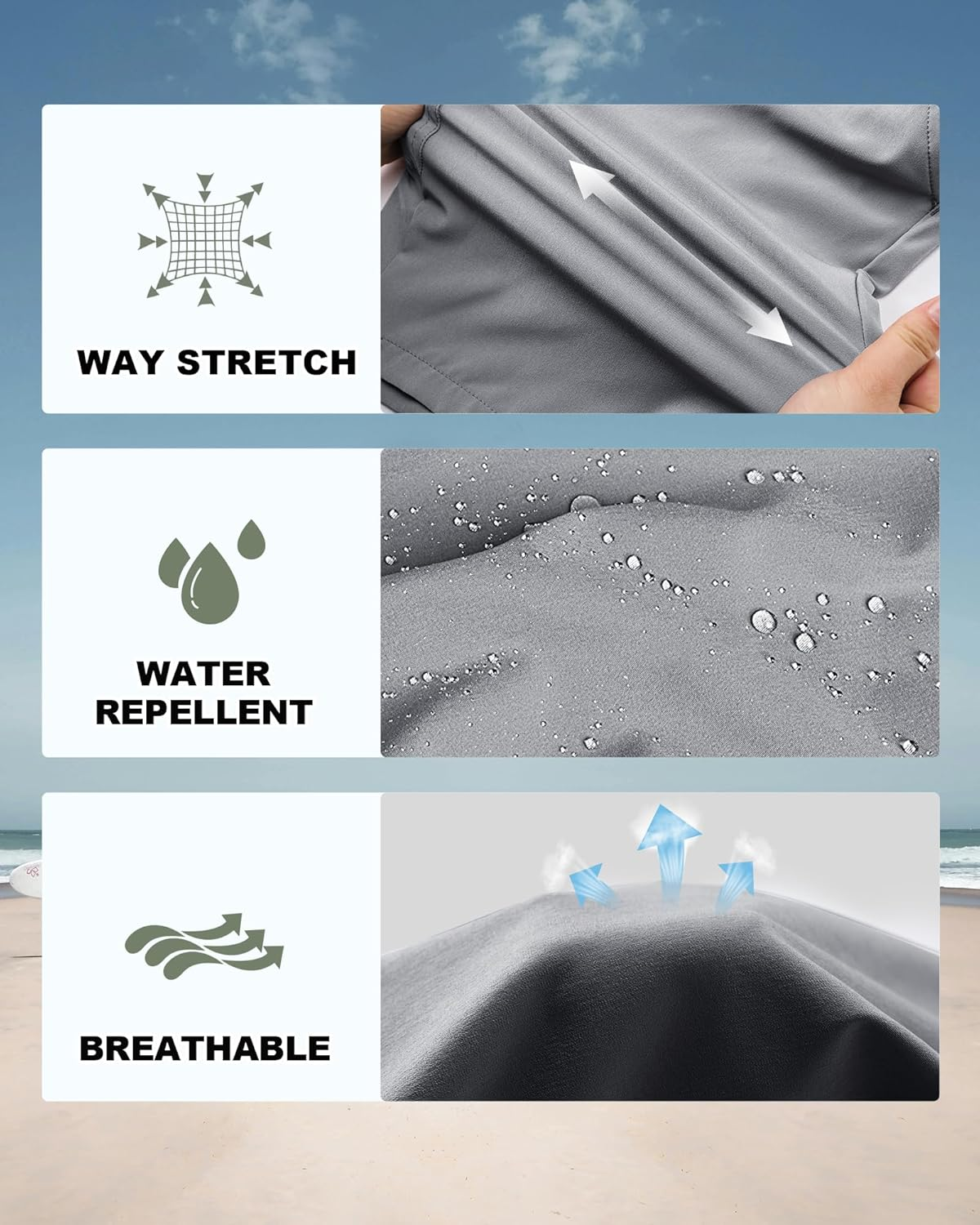 33,000Ft Men'S Golf Shorts Dry Fit, 11" Lightweight Quick Dry Golf Stretch Bermuda Shorts Performance Casual Shorts with Pockets for Golf Travelling and Working image number 6