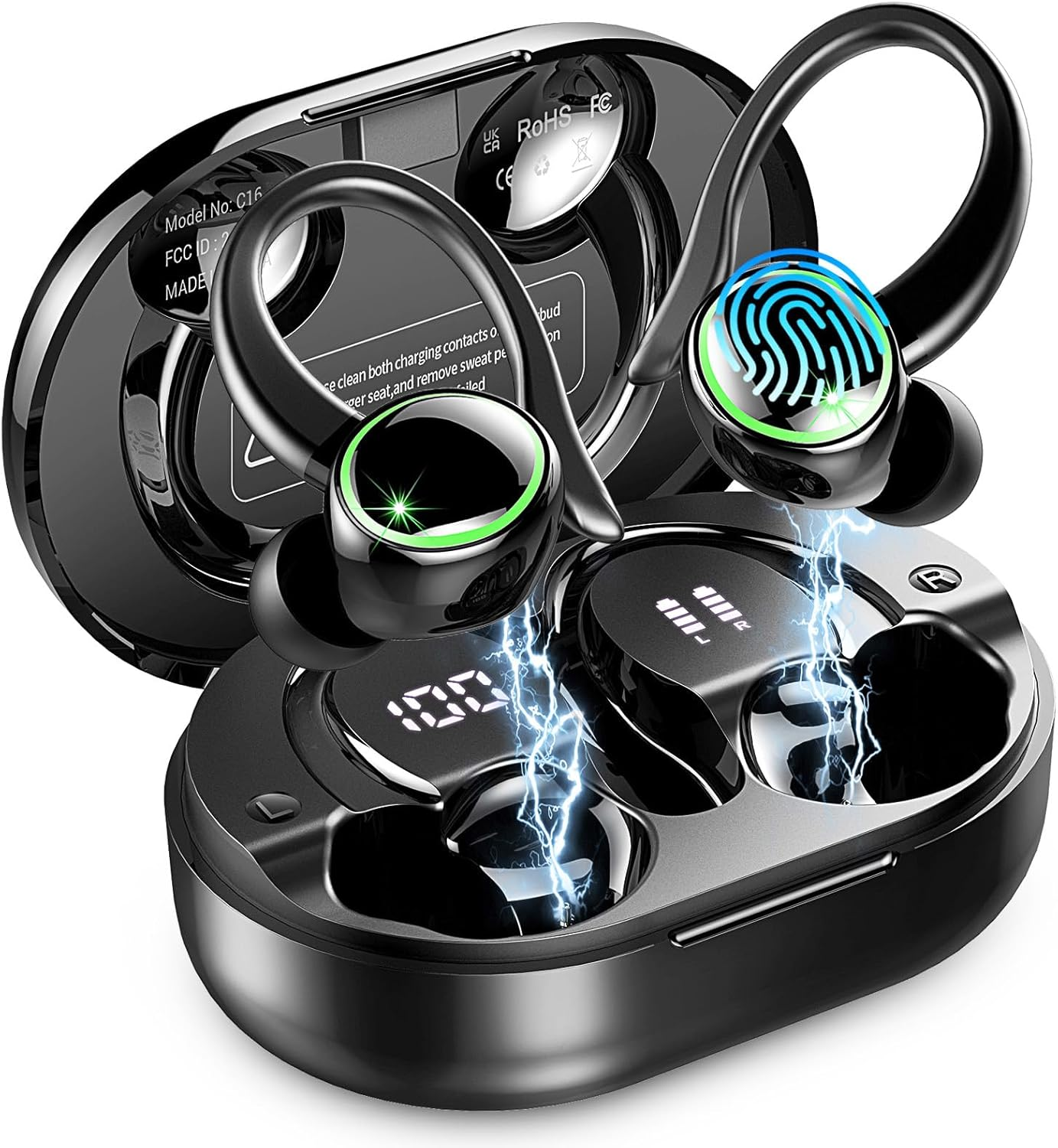 Matast Bluetooth Headphones, 2026 Headphones Wireless Bluetooth 5.4 Hifi Stereo, 50 Hours Playtime In-Ear Headphones with 4 ENC Noise Cancelling Mics, Earphones with LED Display