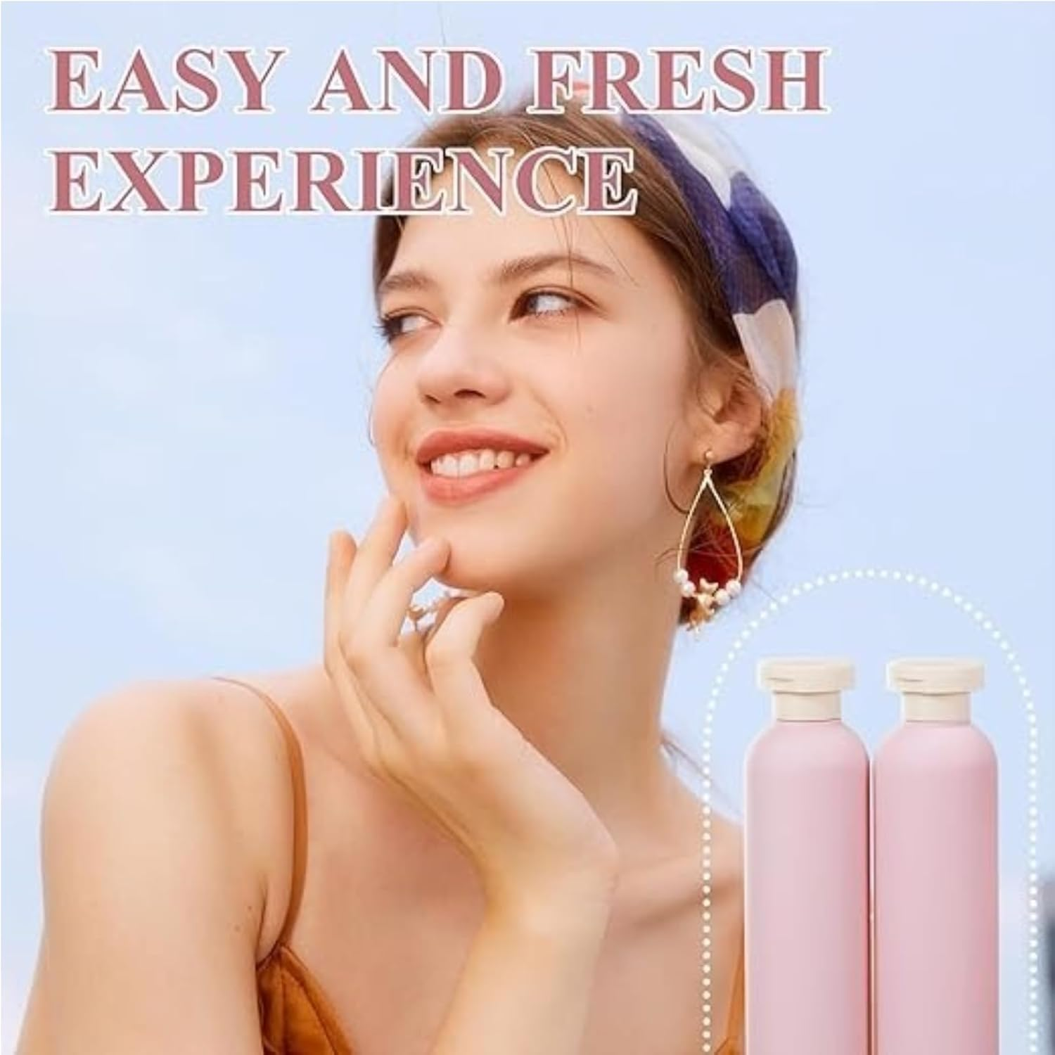 Kalione 4PCS Refillable Travel Shampoo and Conditioner Bottles - Refillable Travel Bottle, Leak Proof Toiletry Bottle, Empty Shampoos and Conditioner Bottles with Flip Cap for Easy Packing(Pink) image number 2