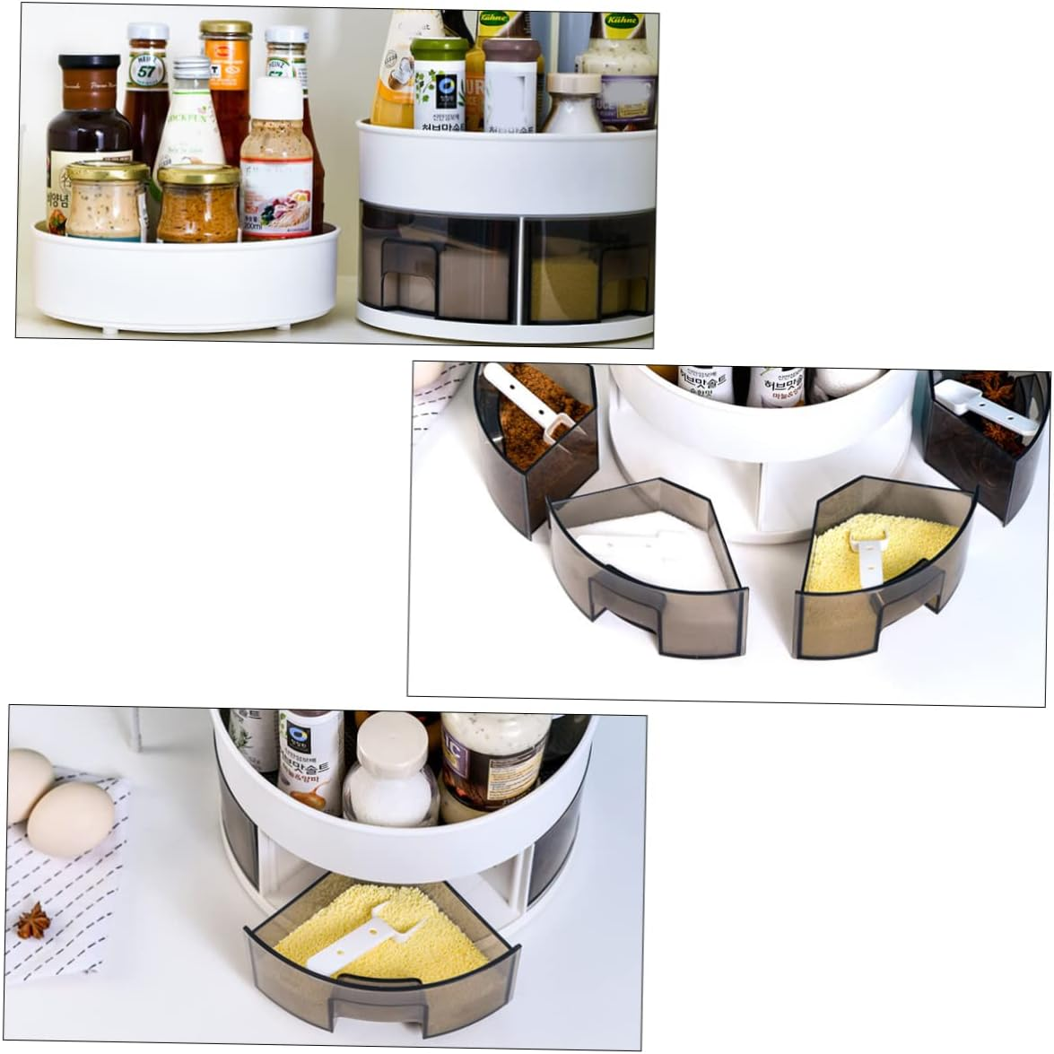 CIYODO Double Layer Spice Rack Rotating Storage Organizer for Kitchen Countertop for Seasoning Organizer Rack and Pantry Organisation image number 6