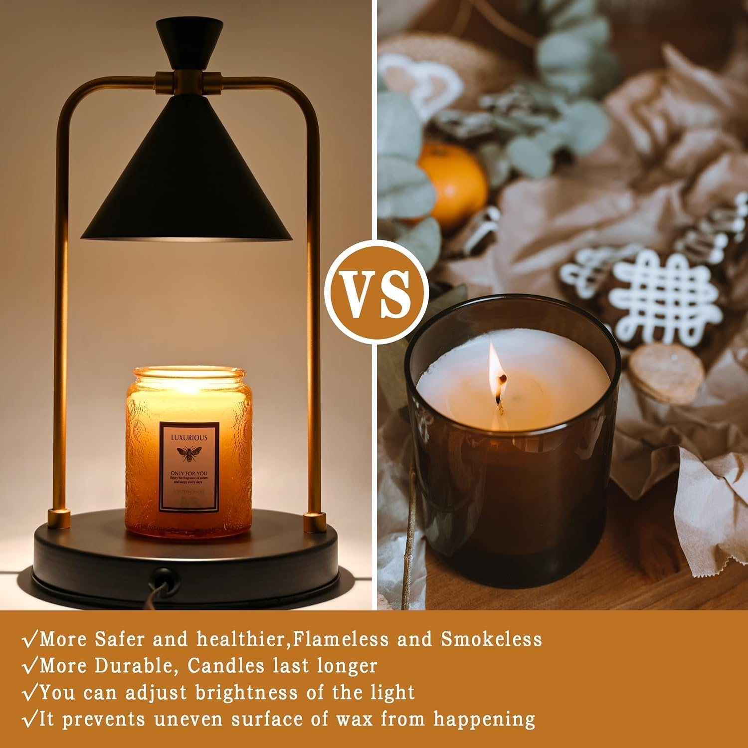 Electric Candle Warmer Lamp with 2 Bulbs - Table Lamp with Dimmable and Timer，Aromatic Candle Holders Wax Melt for Vintage Bedroom Decor，Children'S Day Mother'S Day Birthday Women & Mom Gifts image number 4