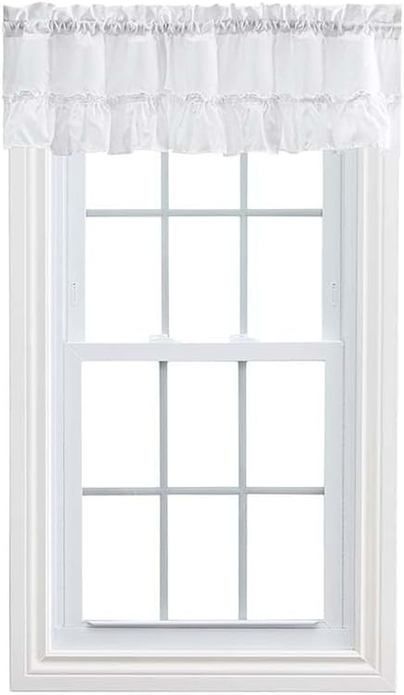Ellis Curtain Stacey Ruffled Filler Valance, White, 54" X 13" image number 4