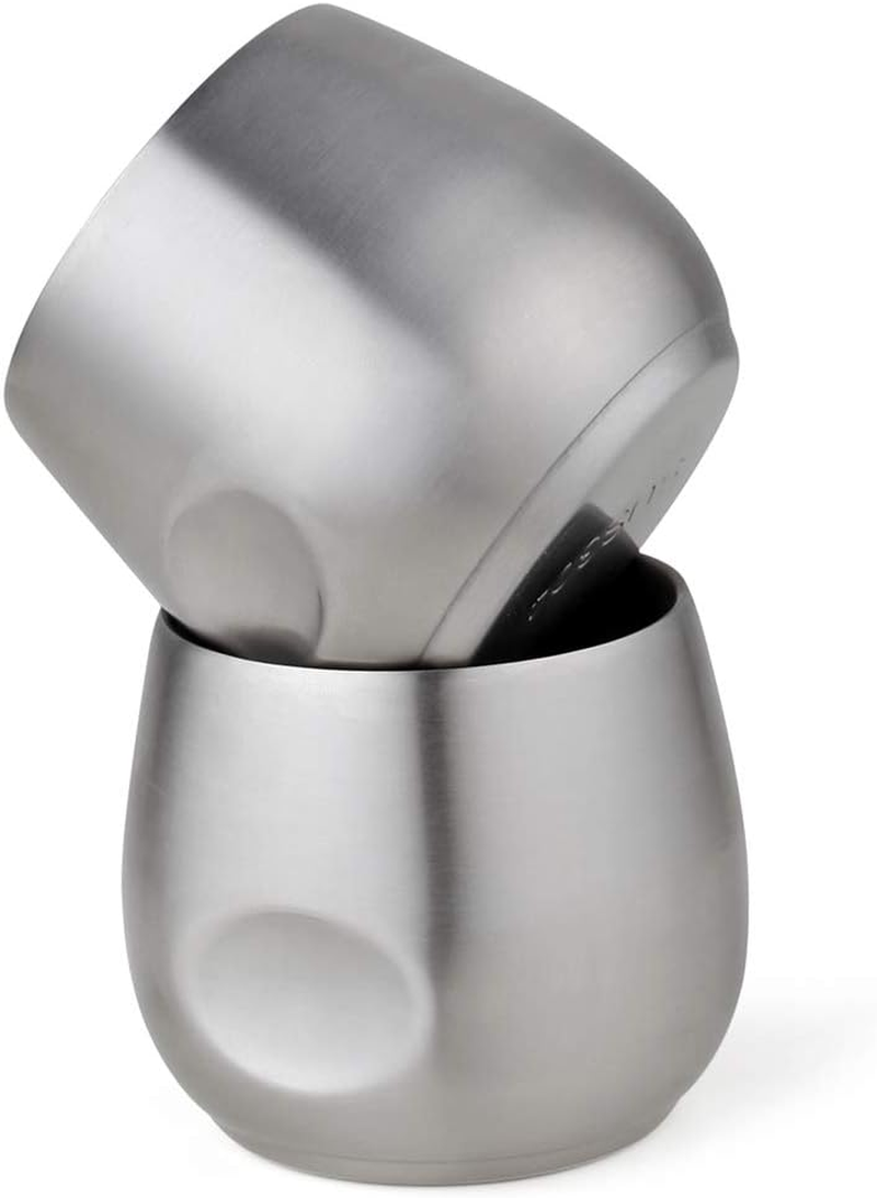 Kitchenexus Small Stainless Steel Espresso Cups 2Pcs Set, 4Oz Double Wall Insulated Unbreakable Stemless Tumbler Small Cup for Outdoor Events Picnics Party