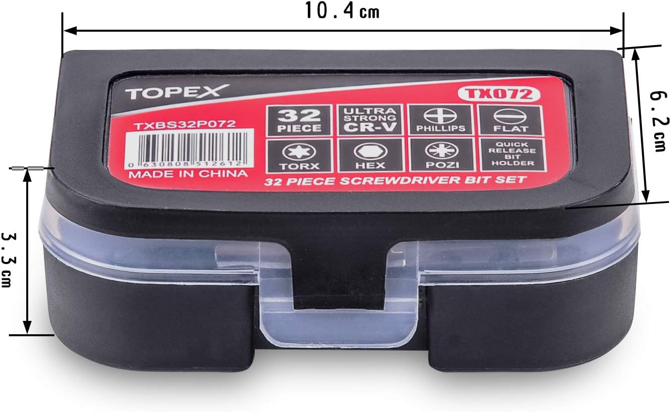 TOPEX 32-Piece CR-V Security Screwdriver Bit Set with Belt Clip Magnetic Driver