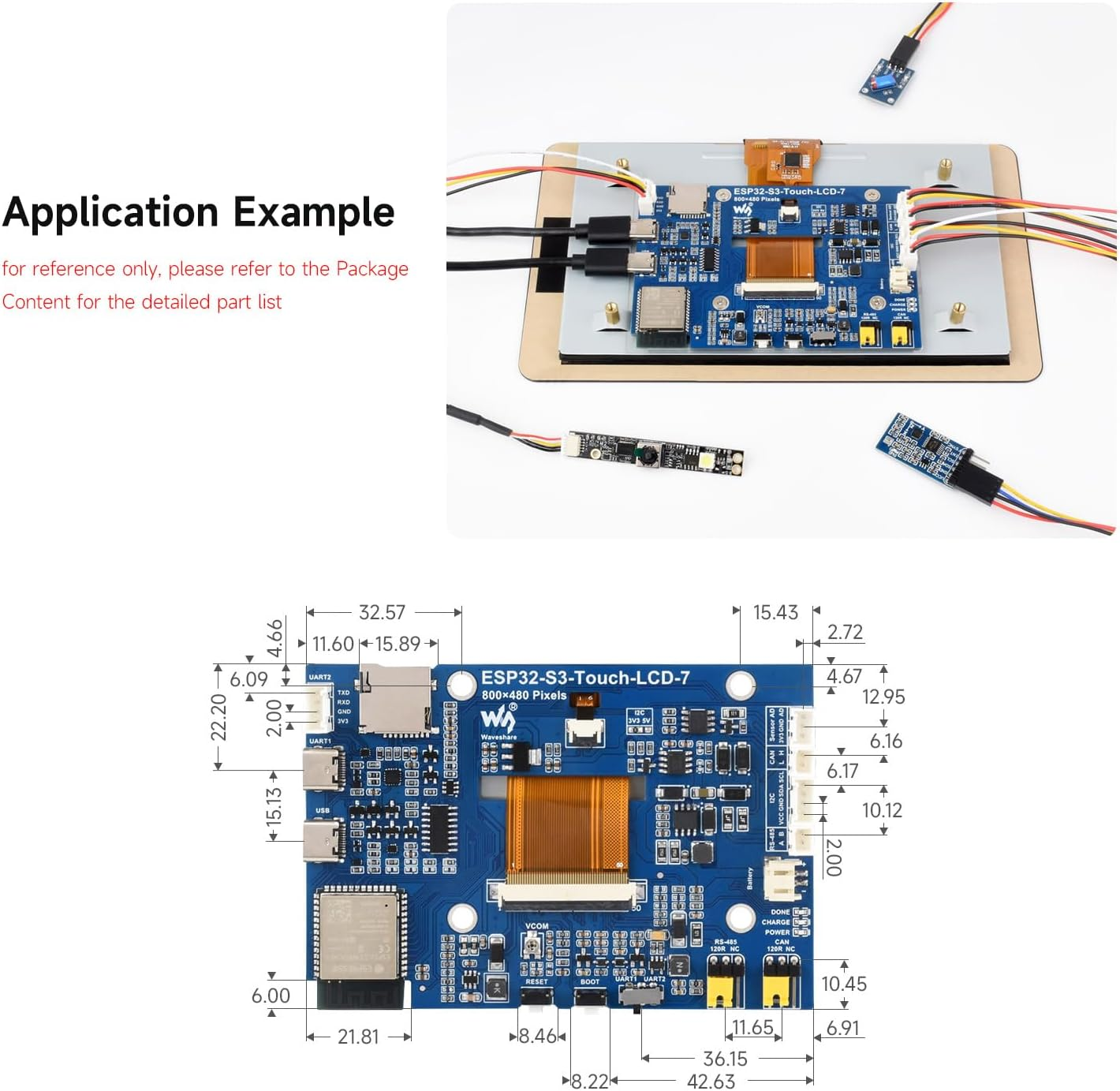 Waveshare ESP32-S3 7Inch Capacitive Touch LCD Development Board, ESP32 with Display, 800&times;480, 5-Point Touch, up to 240Mhz Frequency, Supports Wi-F & Blue-T, with Onboard An-Tenna image number 6