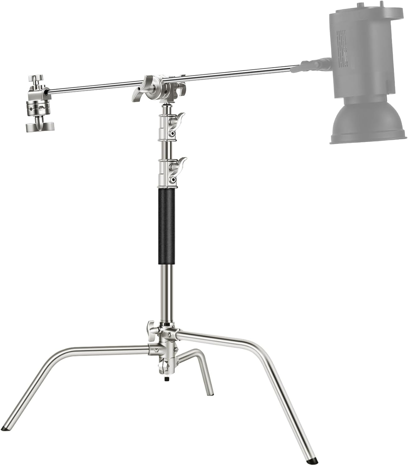 NEEWER Pro 100% Stainless Steel Heavy Duty C Stand with Boom Arm, Max Height 68"/172Cm Photography Light Stand with 2.7Ft/83Cm Holding Arm, 2 Grip Head for Studio Monolight, Softbox, Reflector, SC172 image number 2