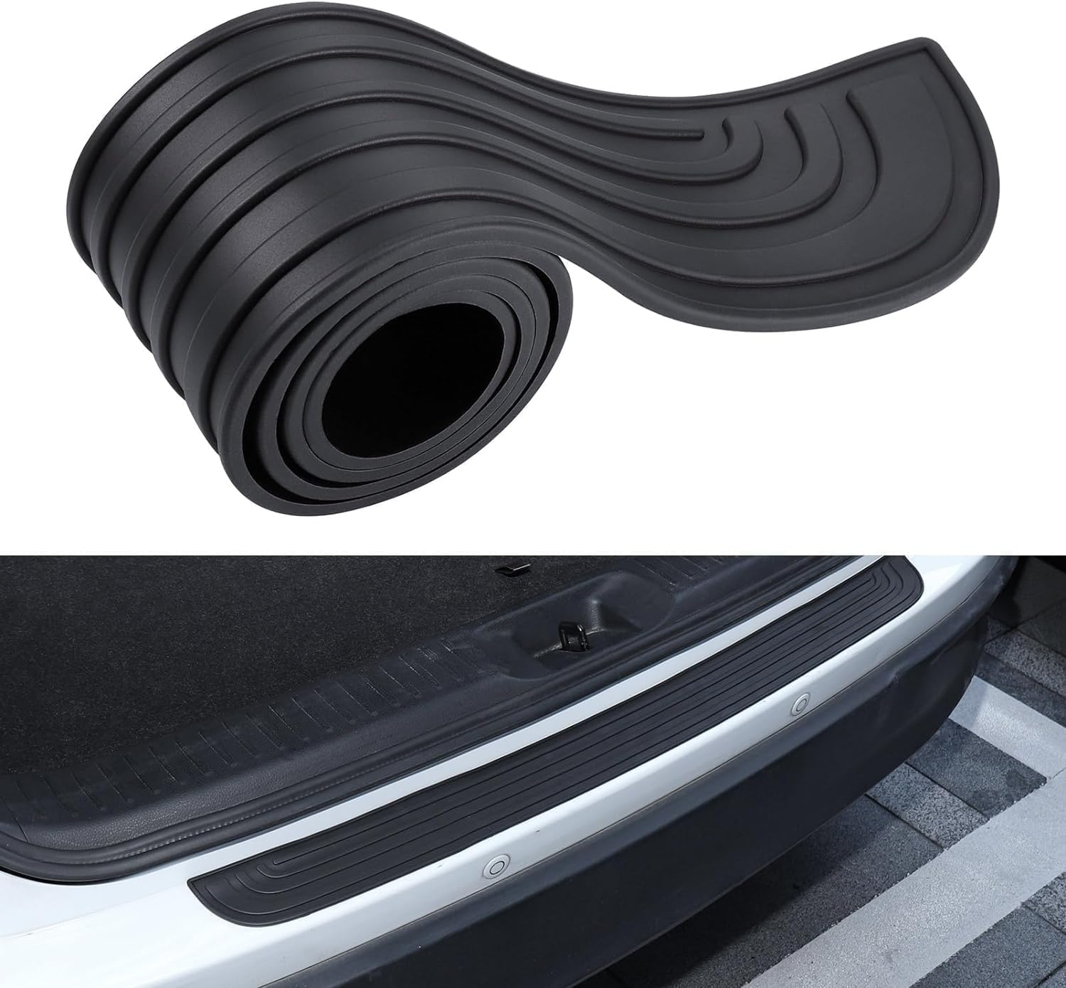 1Pc anti Scratch Rubber Rear Bumper Guard,Anti-Scratch Rubber Car Rear Bumper Cover Anti-Scratch Auto Trunk Door Entry Protector,41 X 3.54 Inch Trimmable, 0.16 Inch Thickness for Suv,Truck image number 3