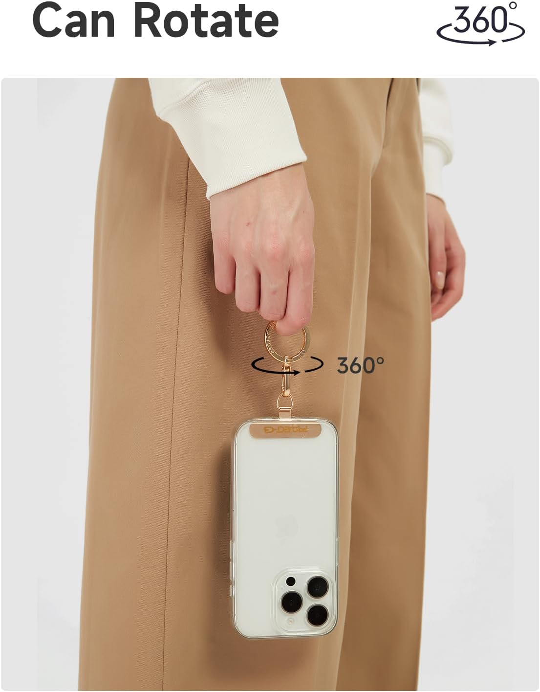 Project-Cb Phone Tether Tab &times;1,Spring Ring &times;1,Metal Patch,Universal Phone Lanyard Patch without Adhesive,Phone Strap Replacement Part for Cell Phone (Gold) - Gold image number 3