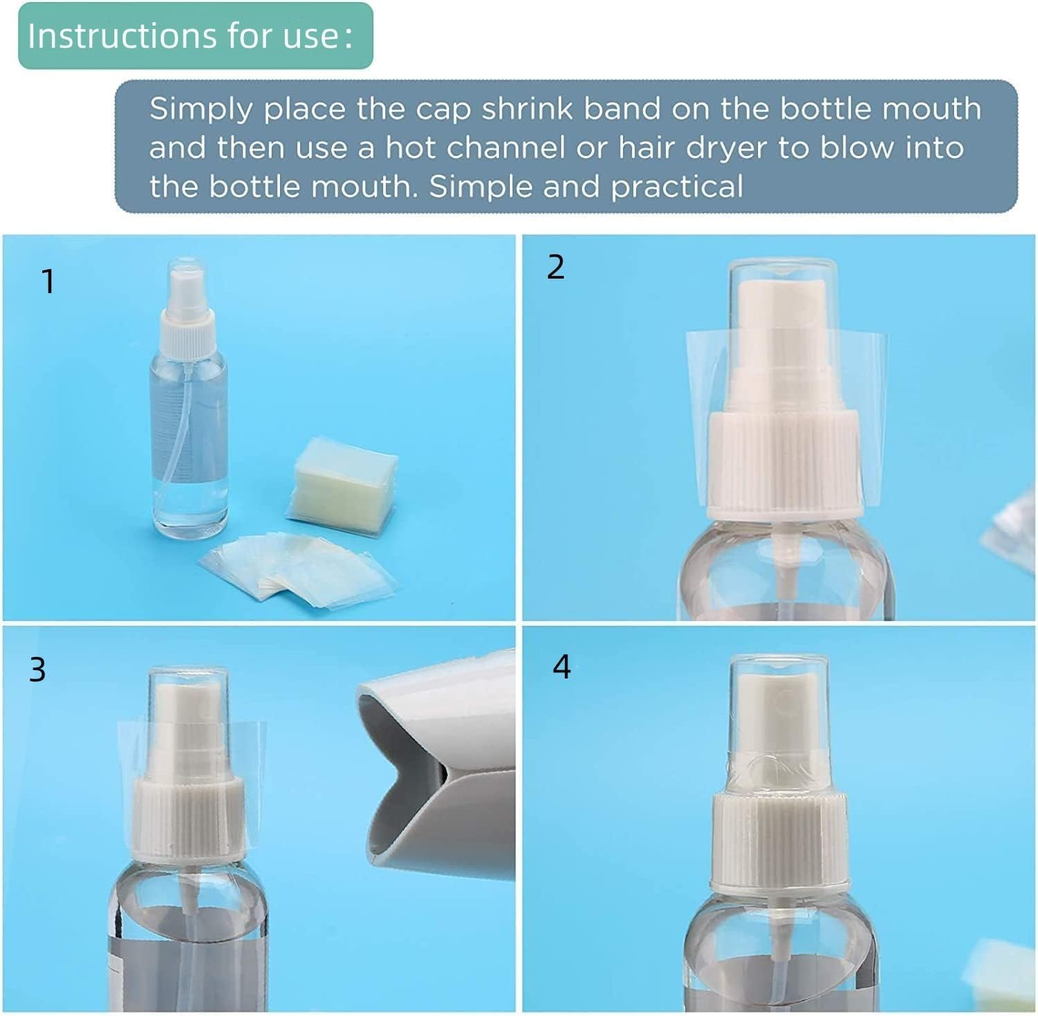 1000 Pieces PVC Heat Shrink Wrap Film Clear Perforated Shrink Bands Seal Bands 45X30Mm Heat Shrink Bands Fits 19-25 Mm Diameter Jar Cap round Bottle Seal Bands for Essential Oil Bottle Dropper Bottle