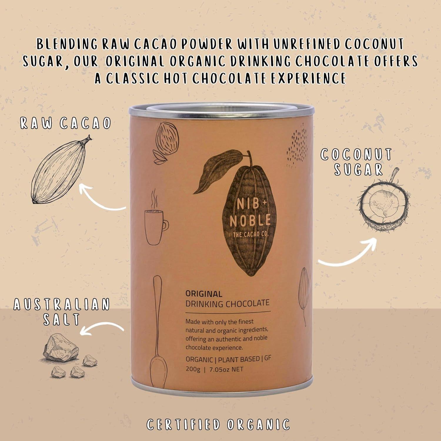 Nib and Noble Organic Drinking Chocolate - Original, 200 G image number 6