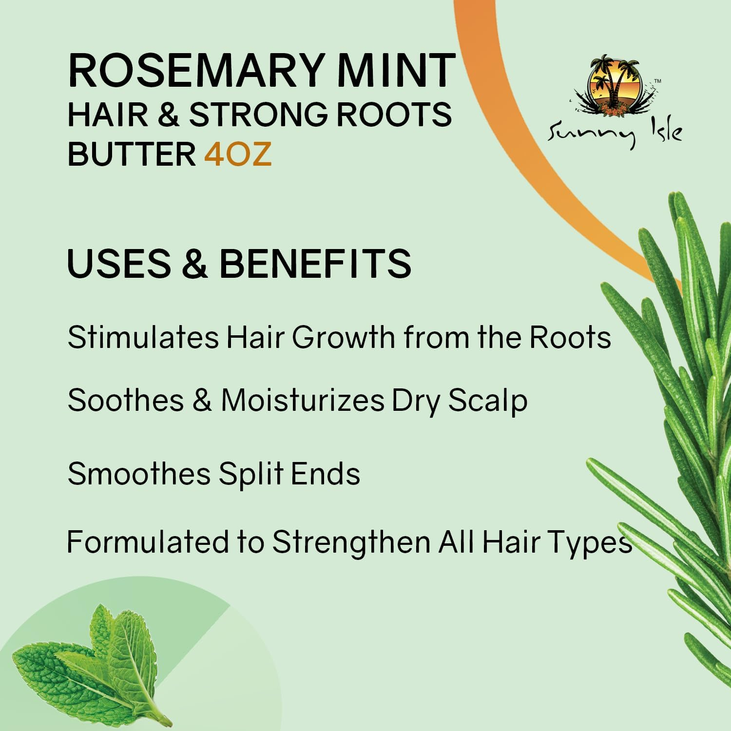 Sunny Isle Rosemary Mint Hair and Strong Roots Butter 2Oz, Infused with Biotin & Jamaican Black Castor Oil, Dry Scalp, Split Ends & All Hair Types image number 3