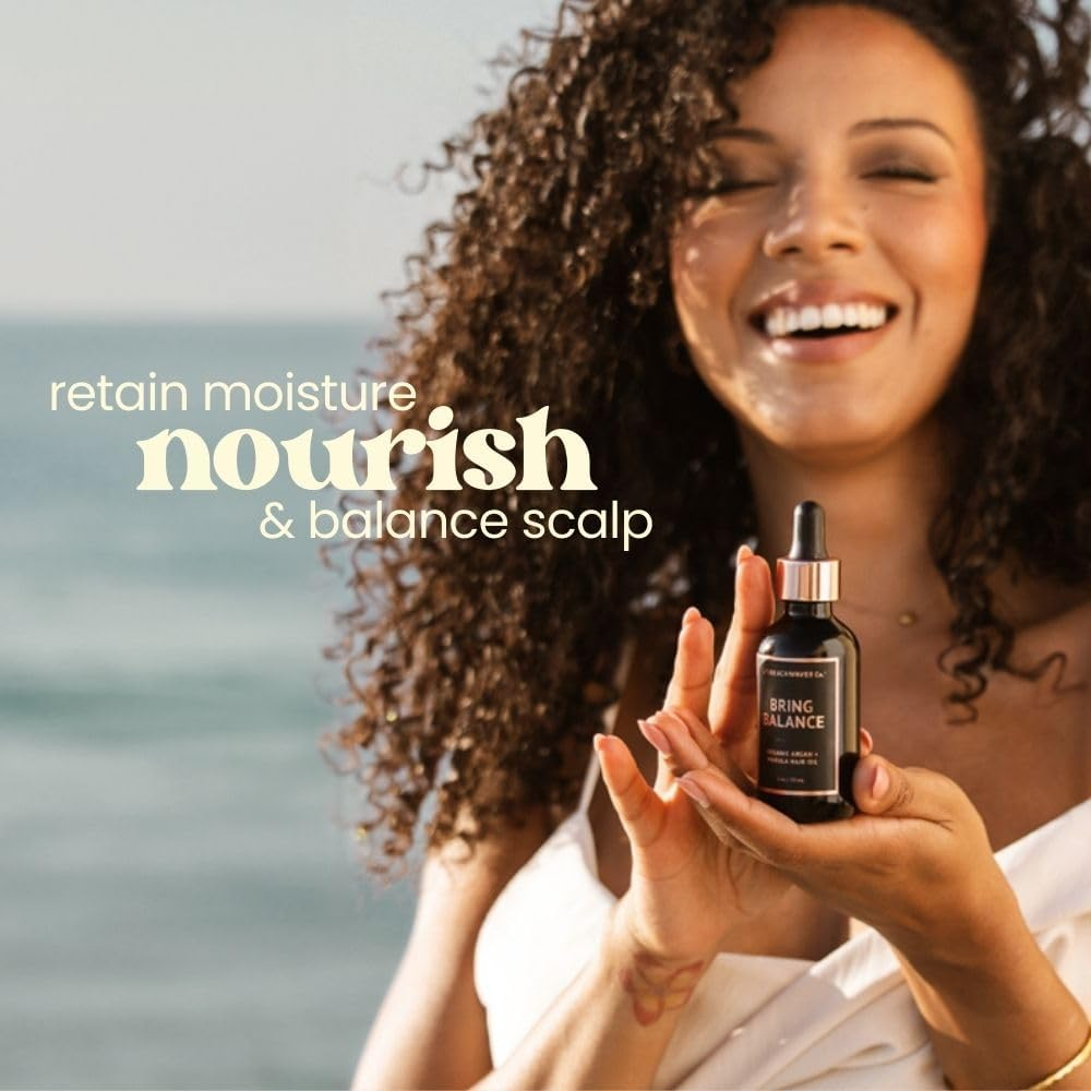 Beachwaver Bring Balance Organic Argan & Marula Hair Oil (2 Oz) | Vegan, Fragrance-Free Hair Oil Treatment | Only 5 Ingredients: Marula, Jojoba, Black Cumin, Sunflower & Argan Oils image number 5