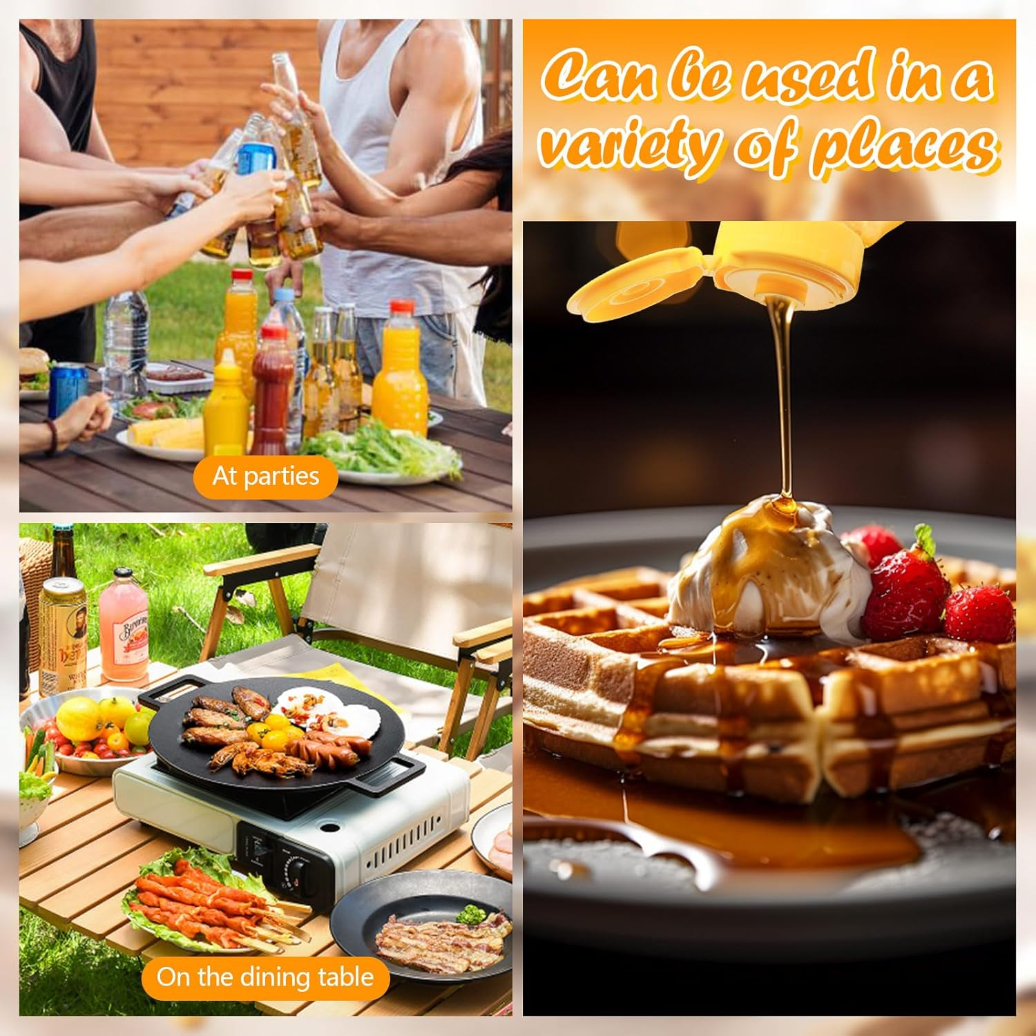 Sekonow 4Pcs 10Oz Clear Plastic Honey Bottles, Refillable Empty Honey Container, Honey Squeeze Bottle Jar with Leak Proof Flip-Top Lids for Storing and Dispensing, Dishwasher Safe image number 4