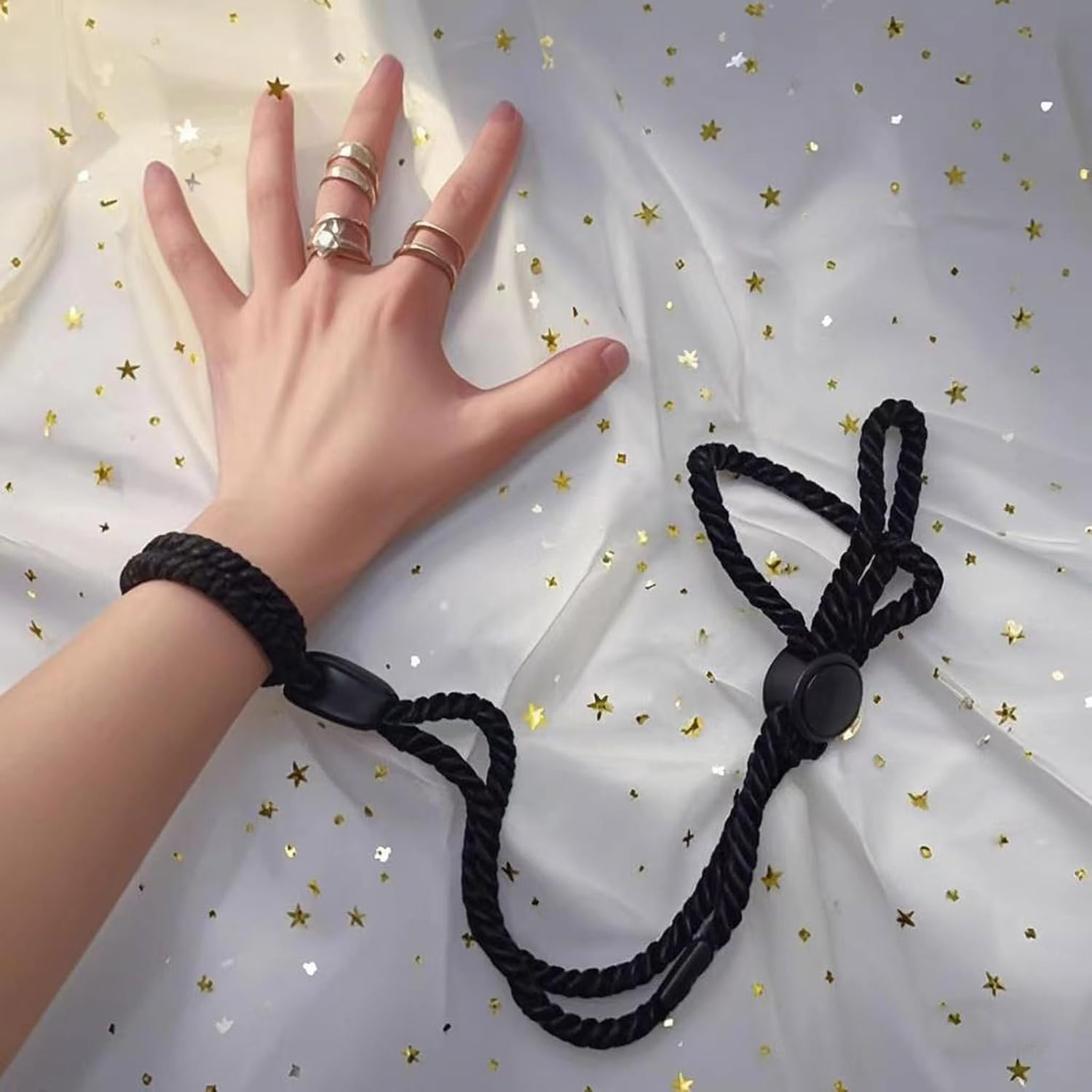 1 Pcs Sex Bondage Rope,Adjustable Rope Restraint Handcuffs and Fetters,Bdsm Fetish Slave Bondage Toy,Sex Game Bondage Rope SM Erotic Beginner,Adult Bondage Rope Sex Games Couple(Black) - Black image number 4