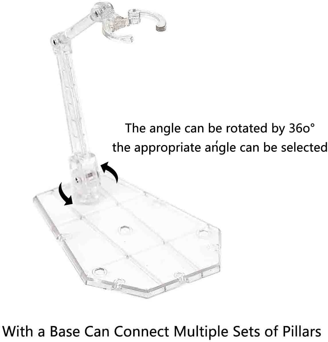 3 Pcs Action Figure Stand,Assembly Action Figure Display Holder Base Doll Model Support Stand Compatible with HG RG SD SHF Gundam 1/144 Toy Clear