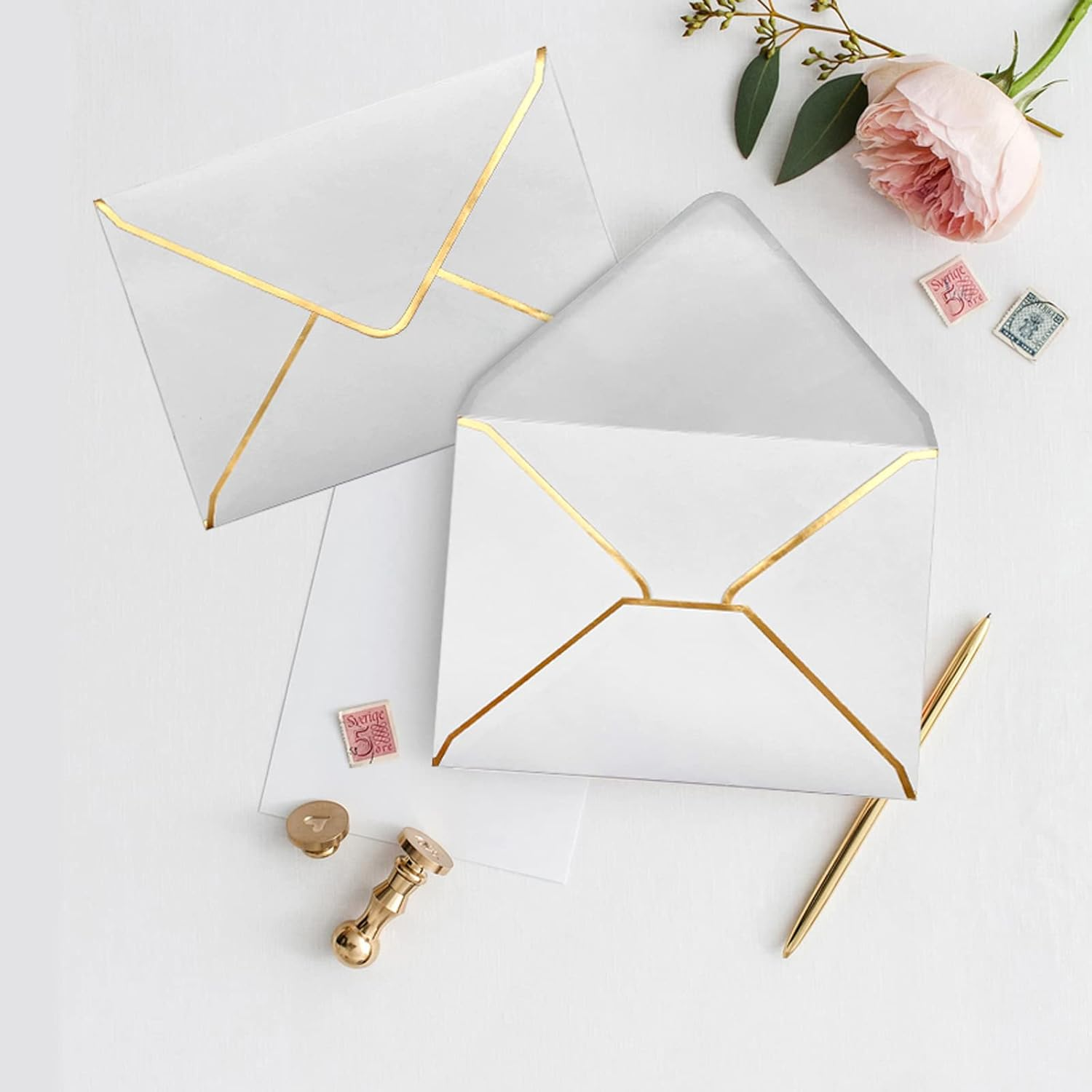 50 PCS Invitation Envelopes, 5X7 Envelopes for Invitations White Envelopes for 5X7 Cards A7 Luxury Envelopes Mailing Envelopes for Wedding, Graduation image number 4