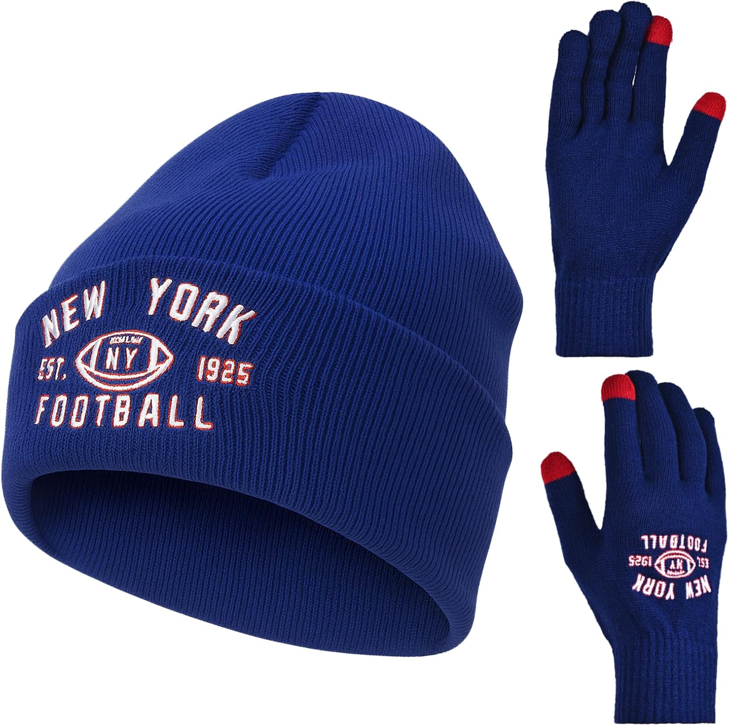 Vintage Classic Skull Cap Embroidery Beanie Fasion Hat Cuffed Winter Hat Knit Comes with Warm Gloves Gifts for Men Women Fans image number 6