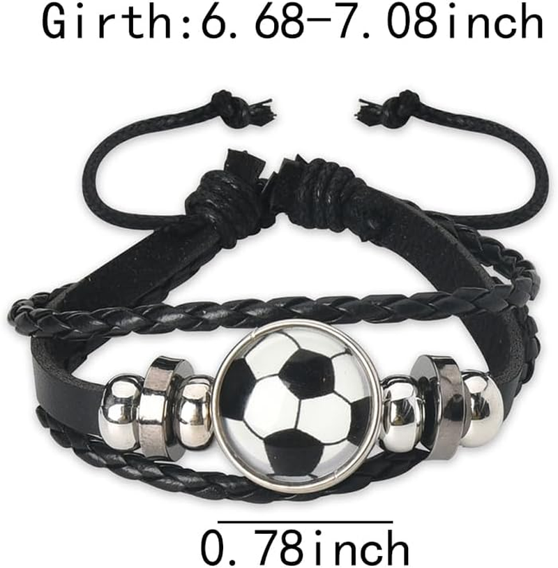 Sisadodo Soccer Basketball Bracelet for Son Daughter Graduation Birthday Gifts for Grandson Granddaughter Rugby Leather Bracelets image number 4