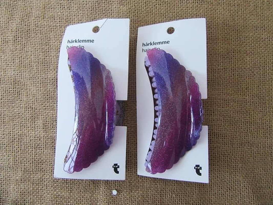 3Pcs Shiny Purple Claw Hair Clip 12X4X4Cm image number 4